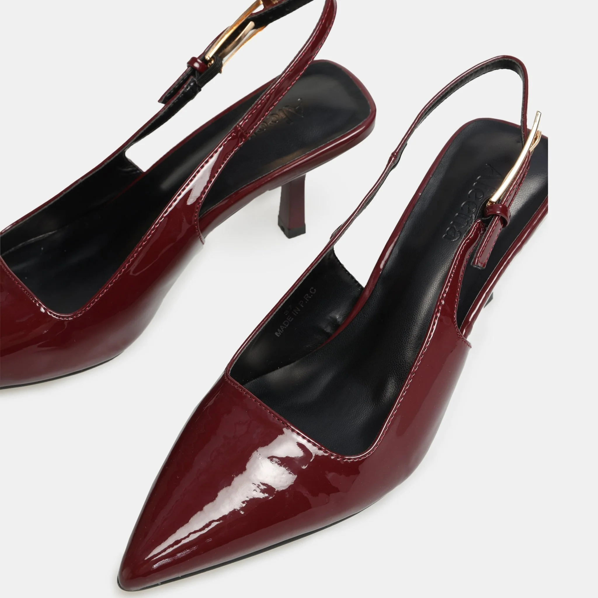 Burgundy Patent Slingback Heels - Image 5