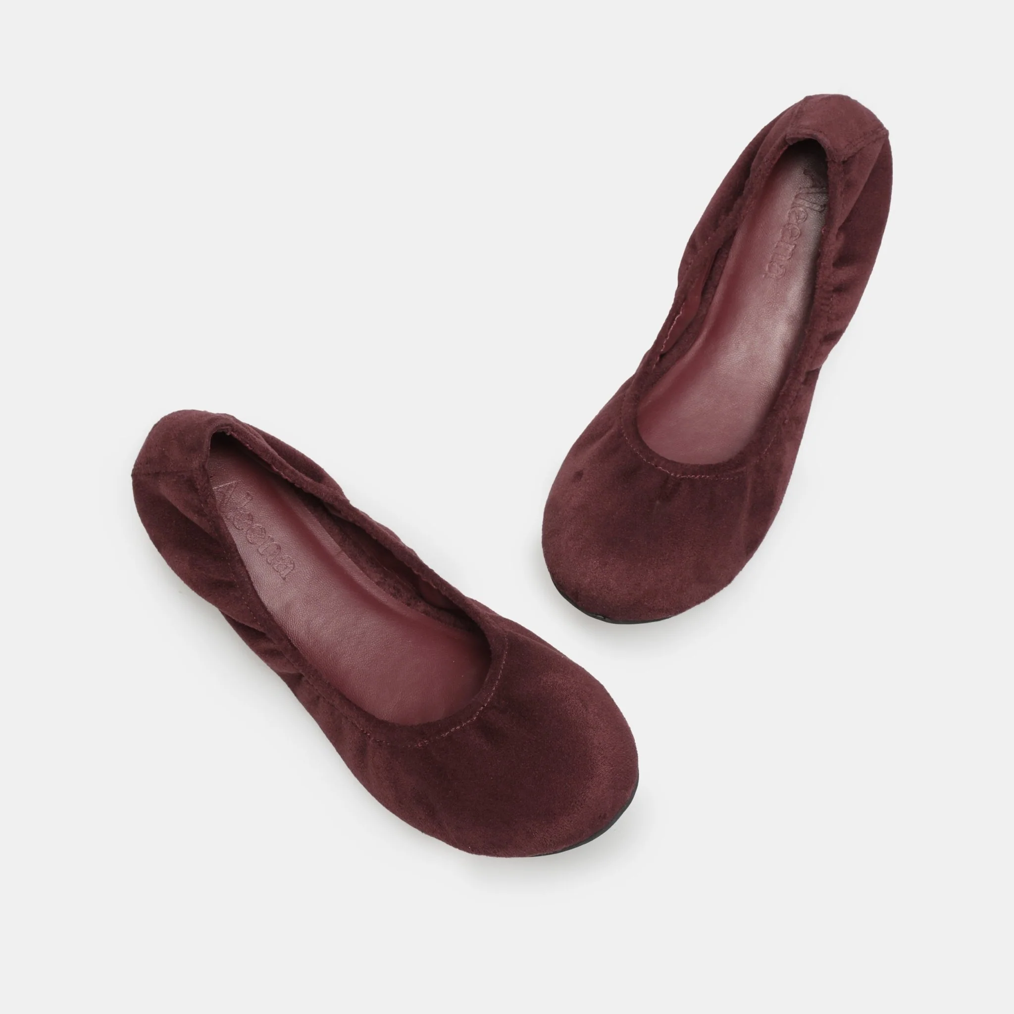 Burgundy Suede Elastic Ballet Flats