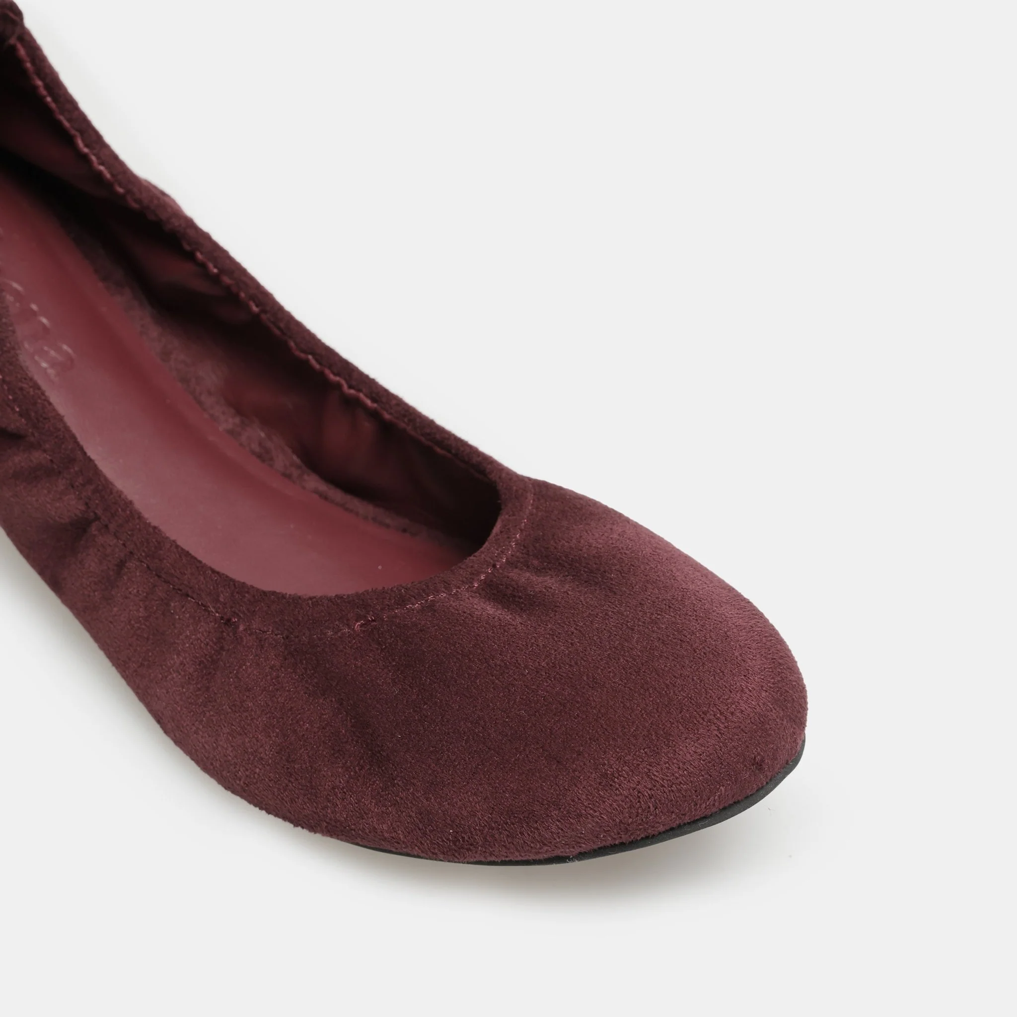 Burgundy Suede Elastic Ballet Flats - Image 2