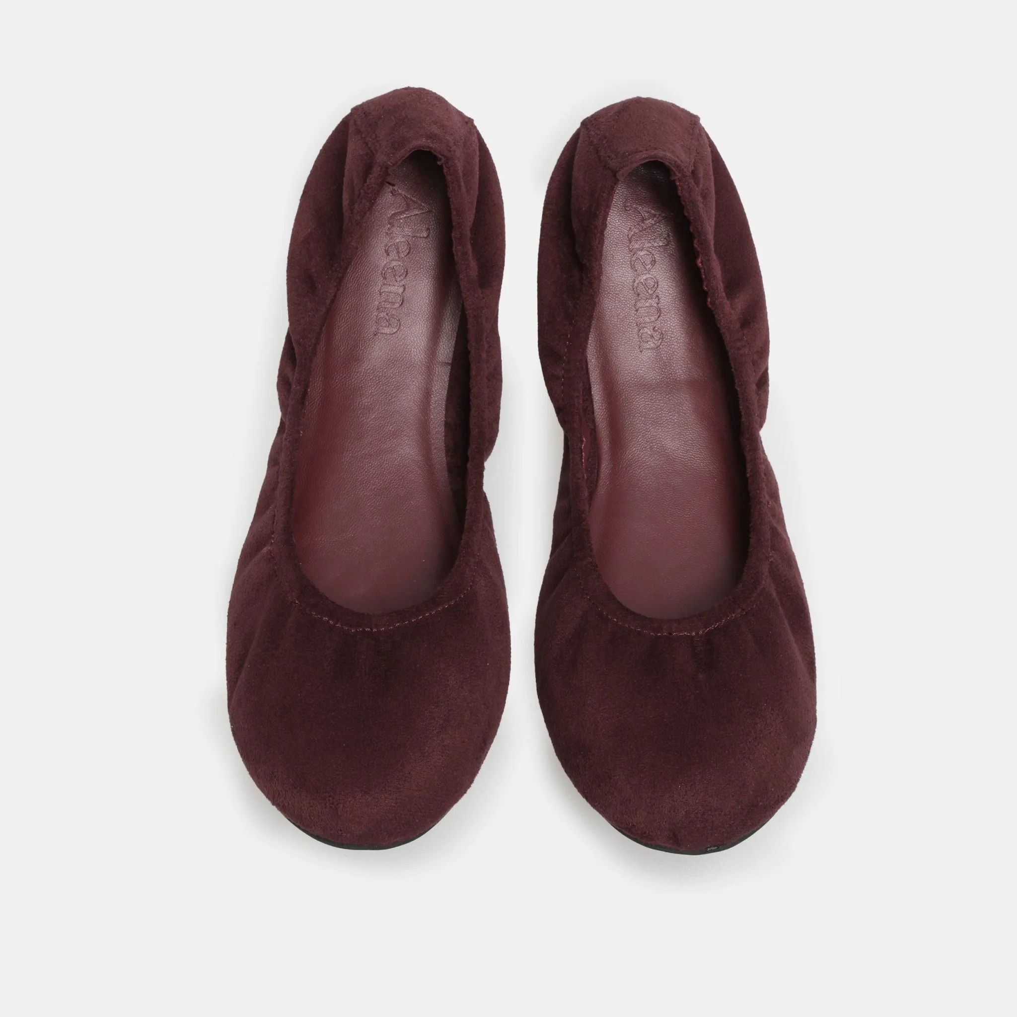 Burgundy Suede Elastic Ballet Flats - Image 5