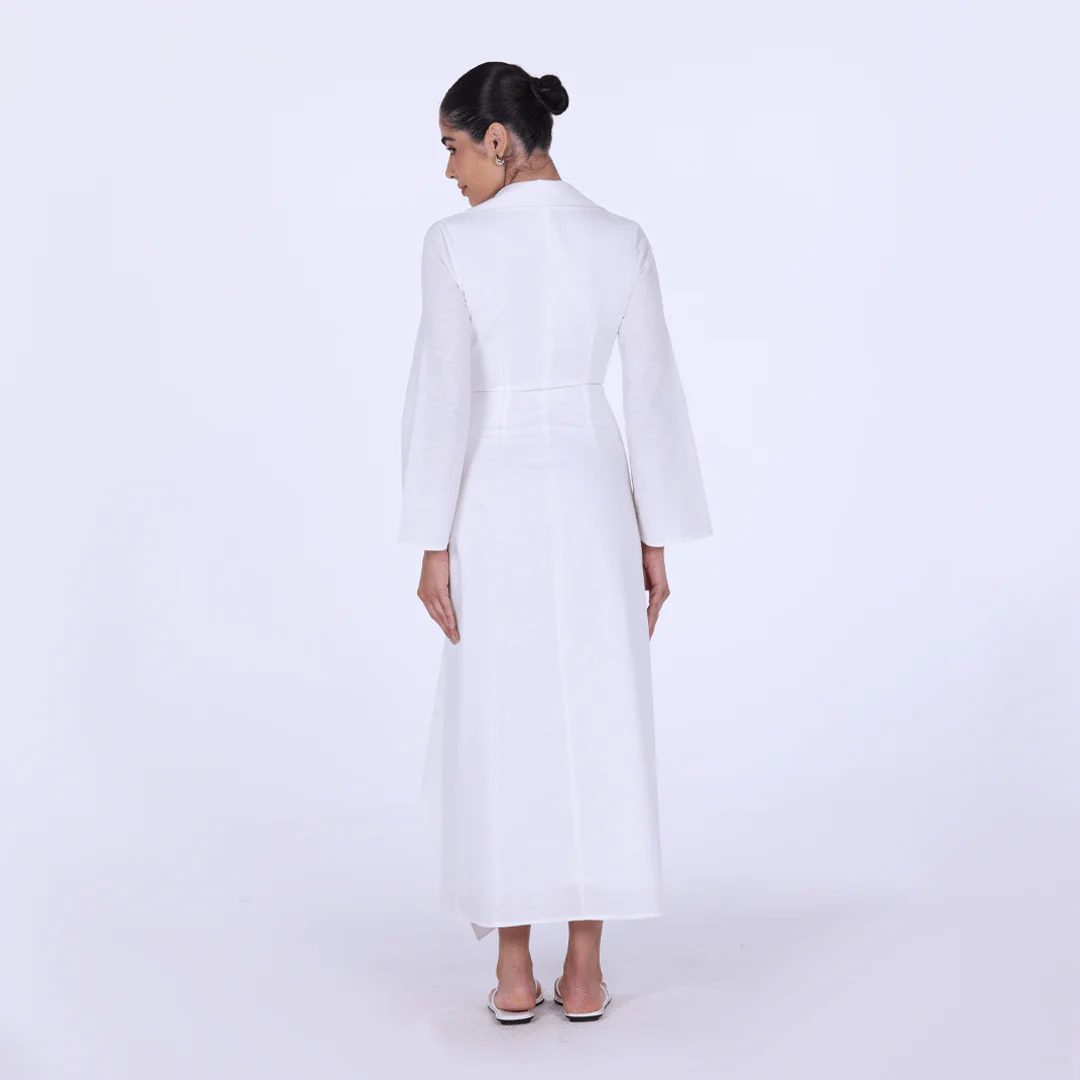Buttoned Wrap Linen Shirt Dress - Image 13