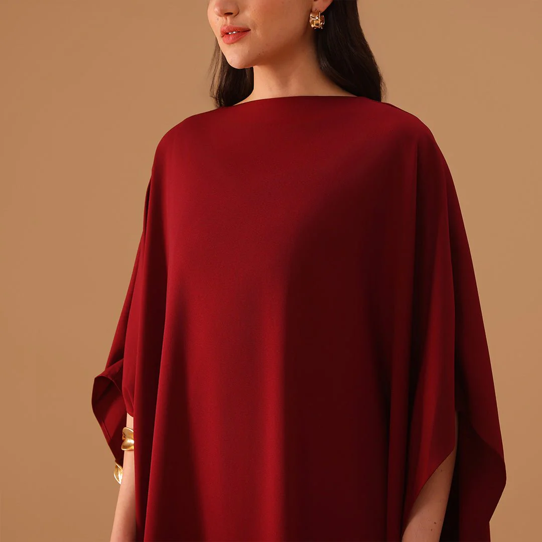 Cap Cut Sleeves Red Jalabya - Image 4