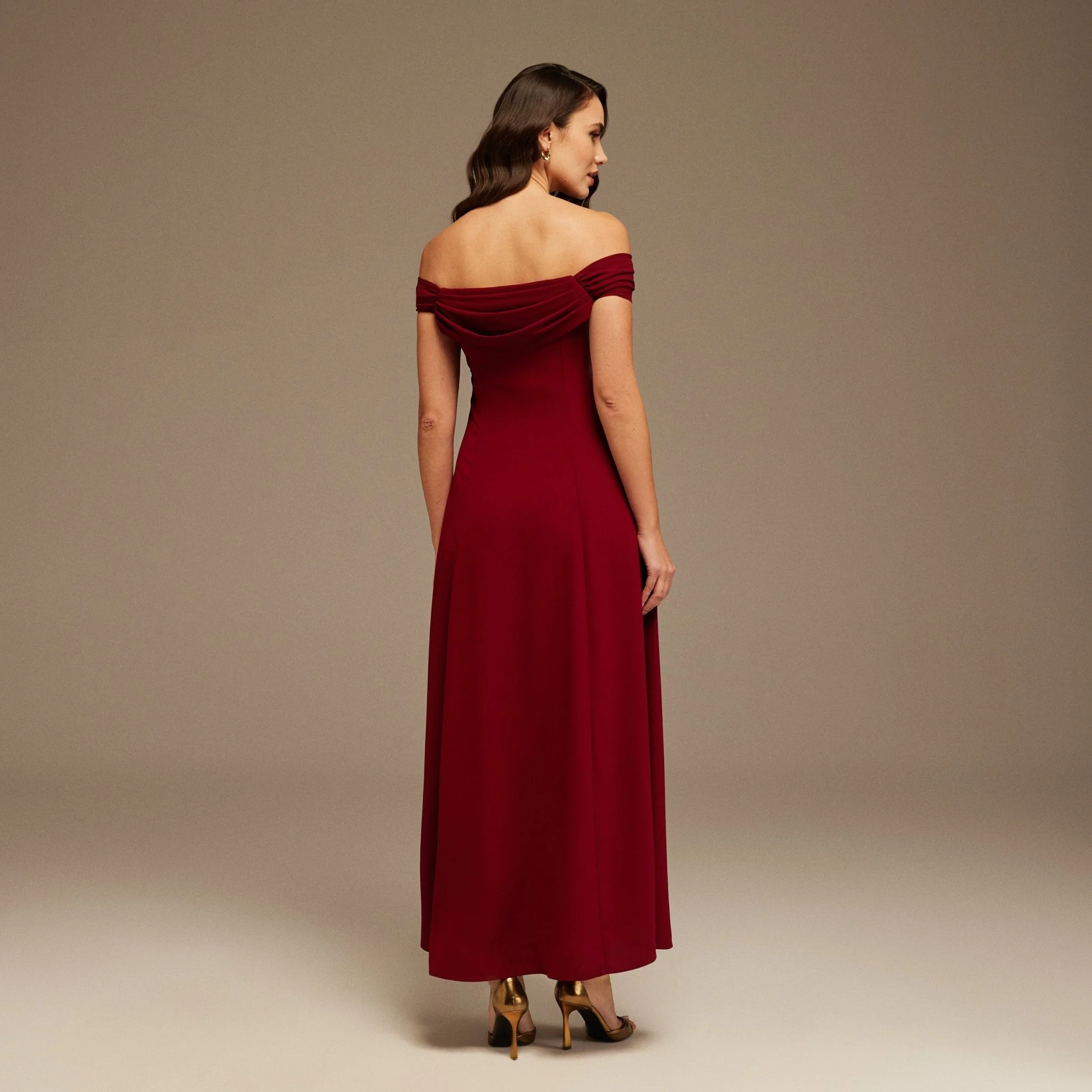 Cap Drapes Sleeve Long Dress - Image 3