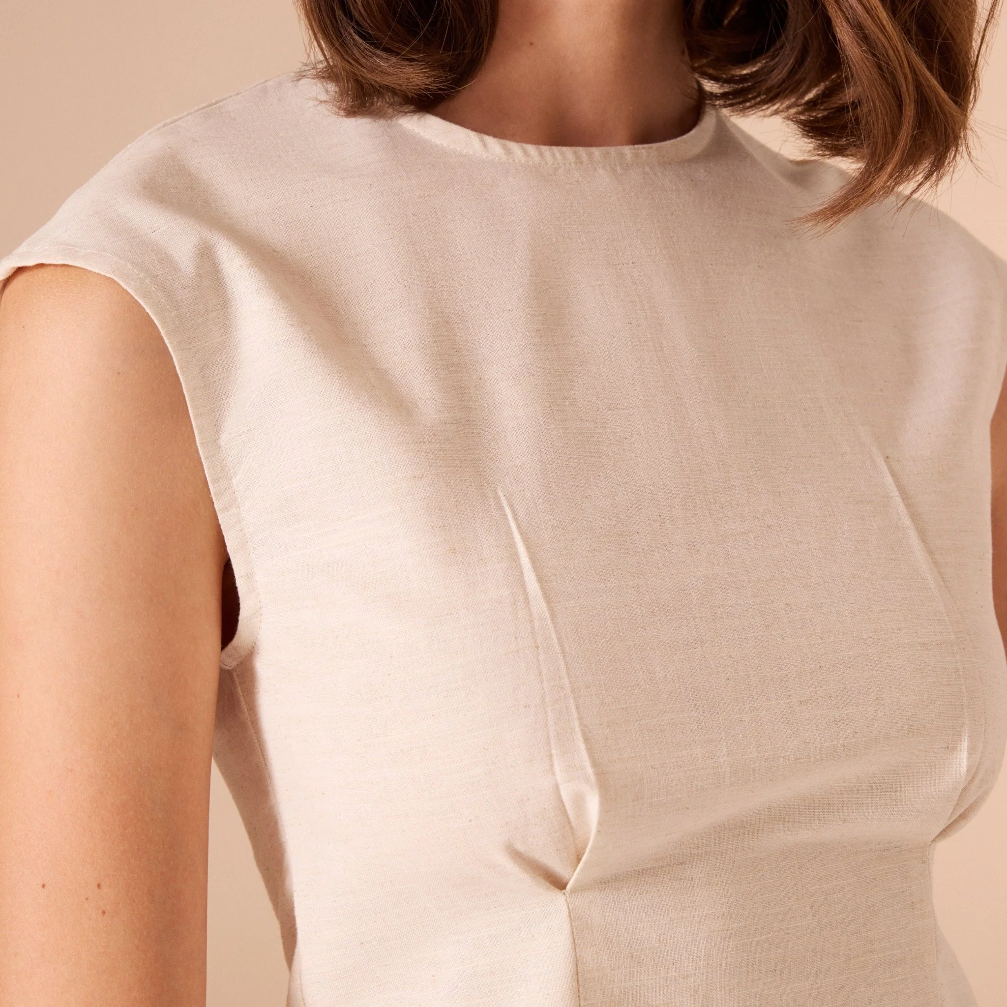 Cap Sleeve Cotton Linen Blend Top - Image 2