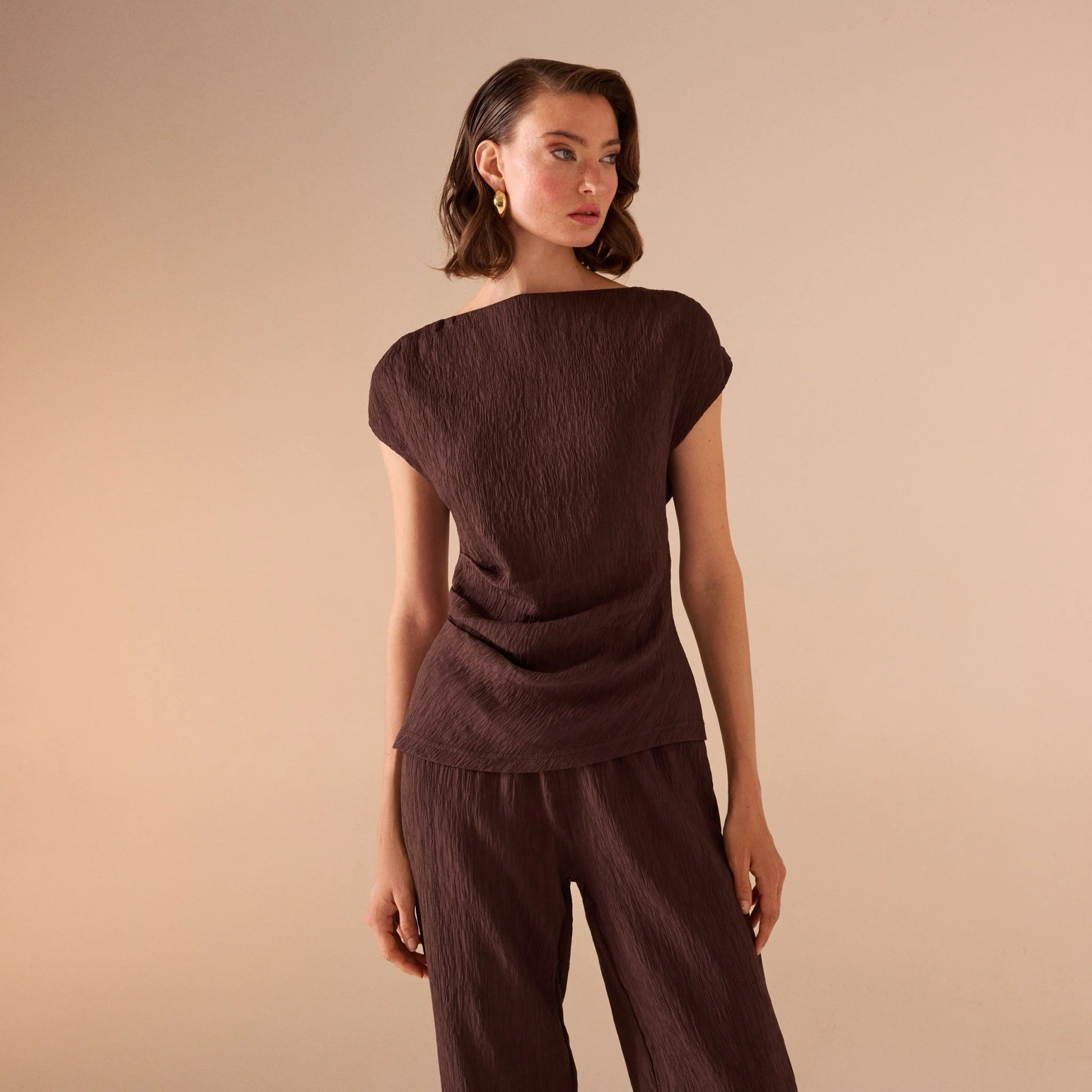 Cap Sleeve Crepe Top