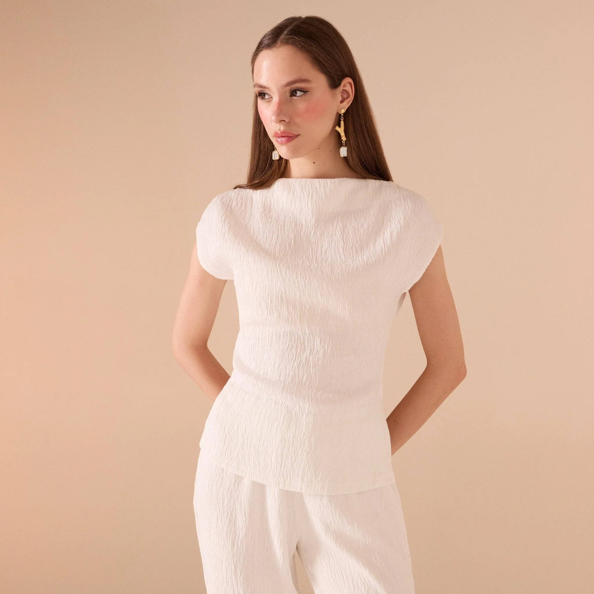 Cap Sleeve Crepe Top - Image 2
