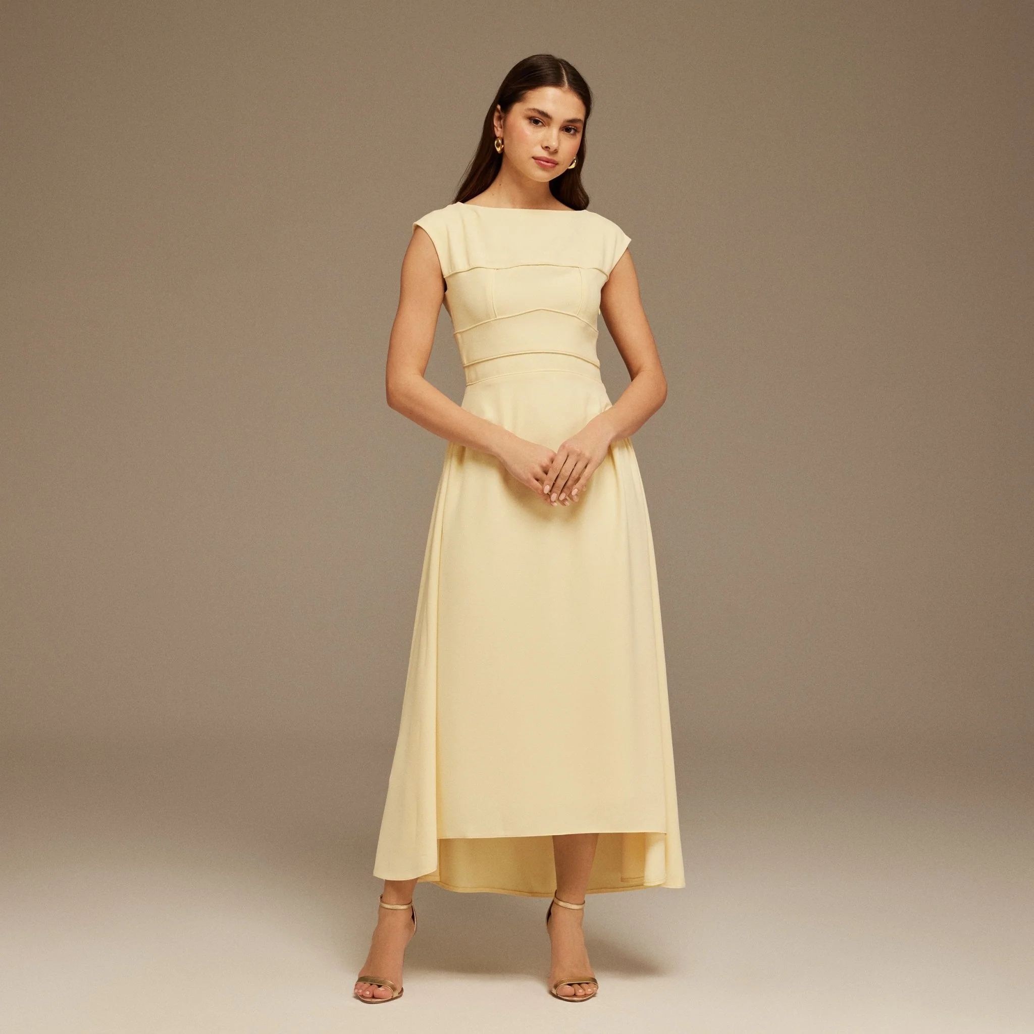 Cap Sleeves Wide Neck Dress