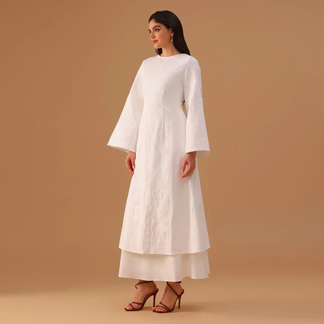 Long Flared Sleeve Printed Cotton Kaftan - Image 3