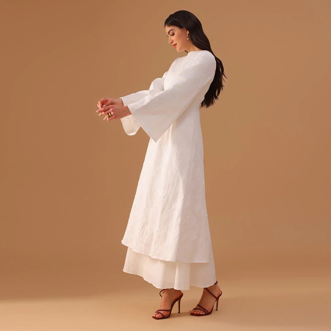 Long Flared Sleeve Printed Cotton Kaftan - Image 4