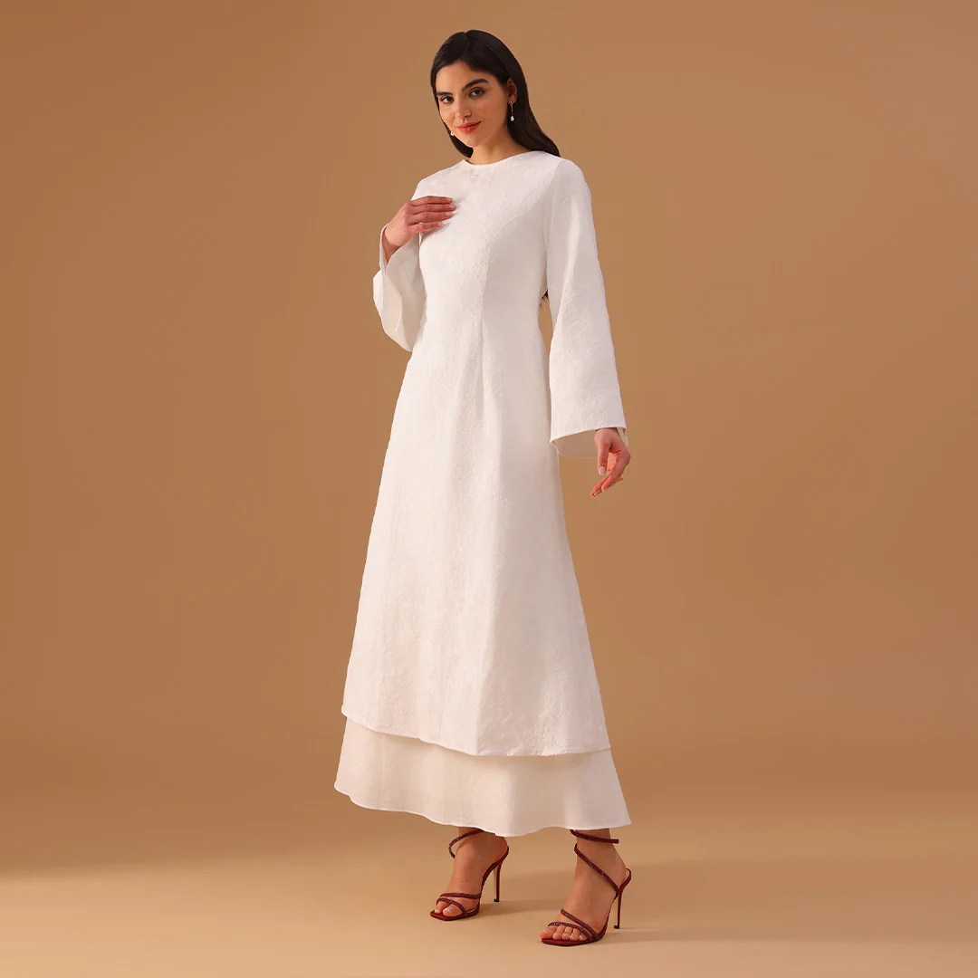 Long Flared Sleeve Printed Cotton Kaftan - Image 5