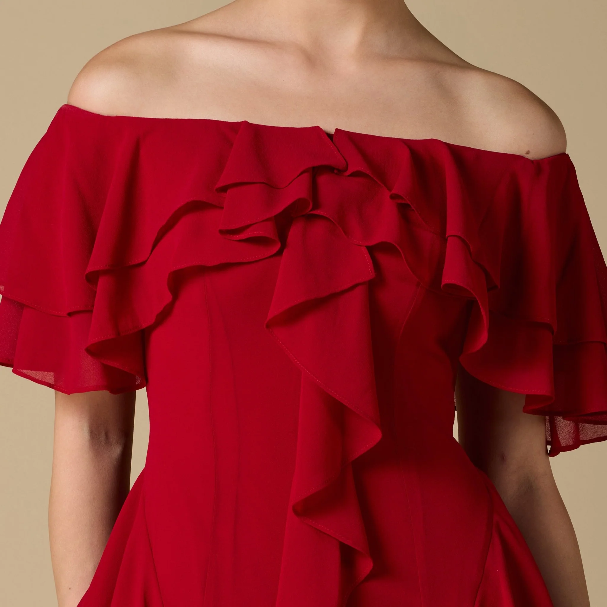 Chiffon Off Shoulder Maxi Dress With Ruffles - Image 10