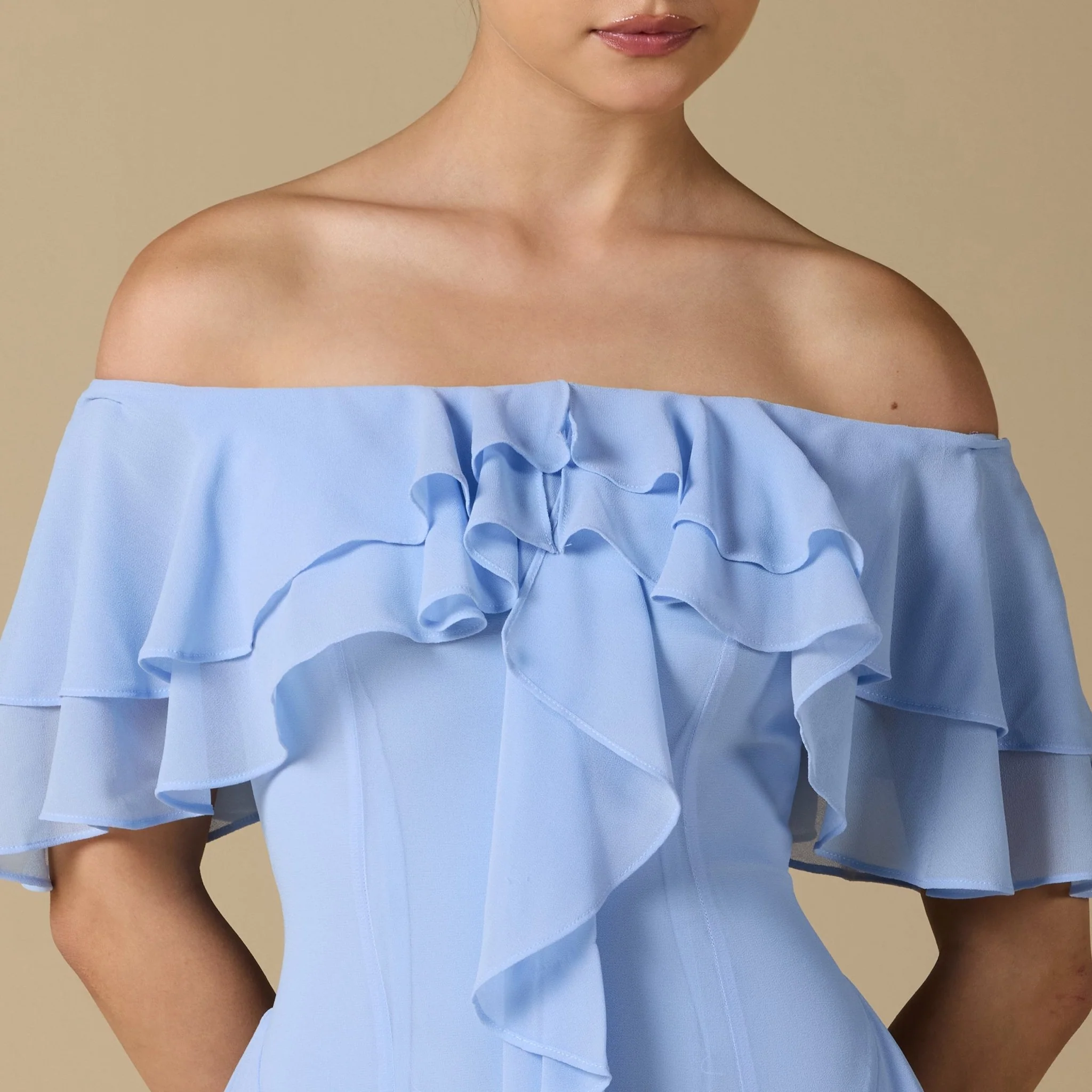 Chiffon Off Shoulder Maxi Dress With Ruffles - Image 7
