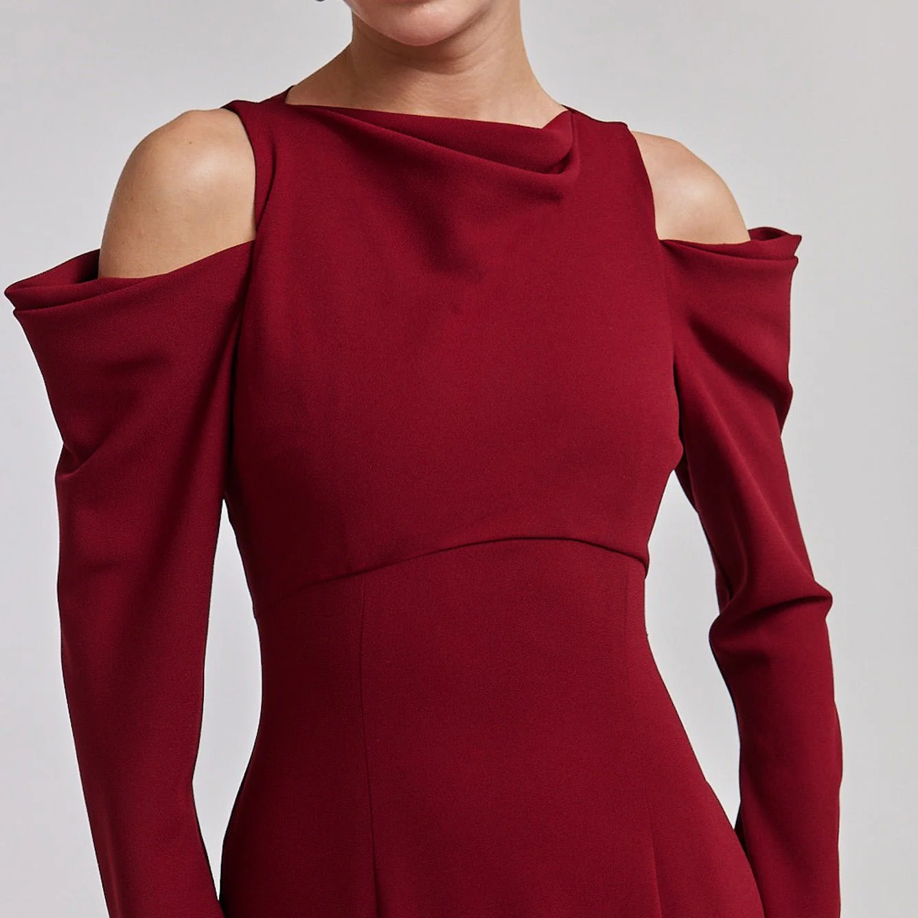 Cold Shoulder Maxi Dress with Sleeves - Image 4