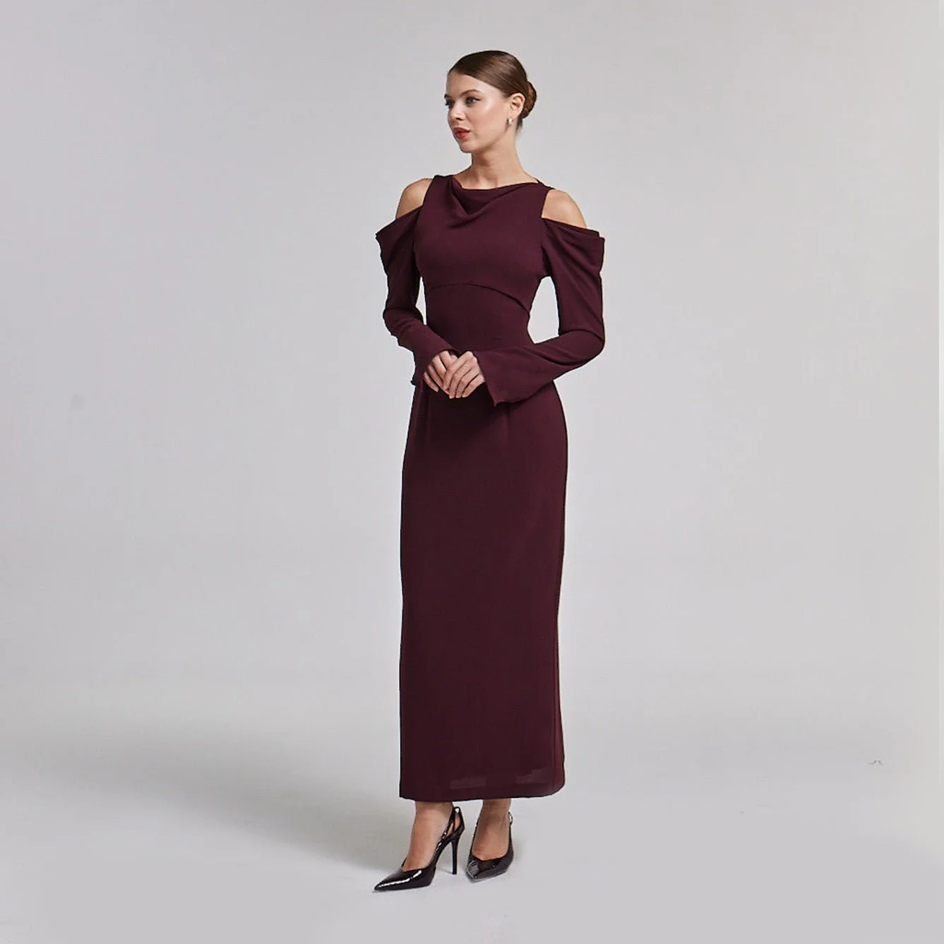 Cold Shoulder Maxi Dress with Sleeves - Image 6