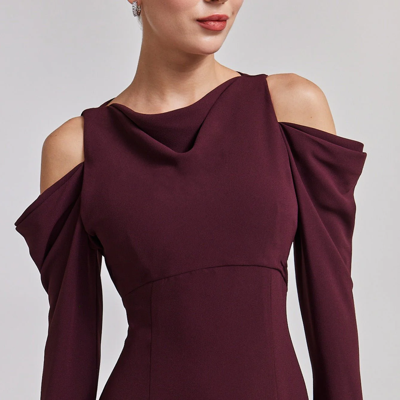 Cold Shoulder Maxi Dress with Sleeves - Image 7