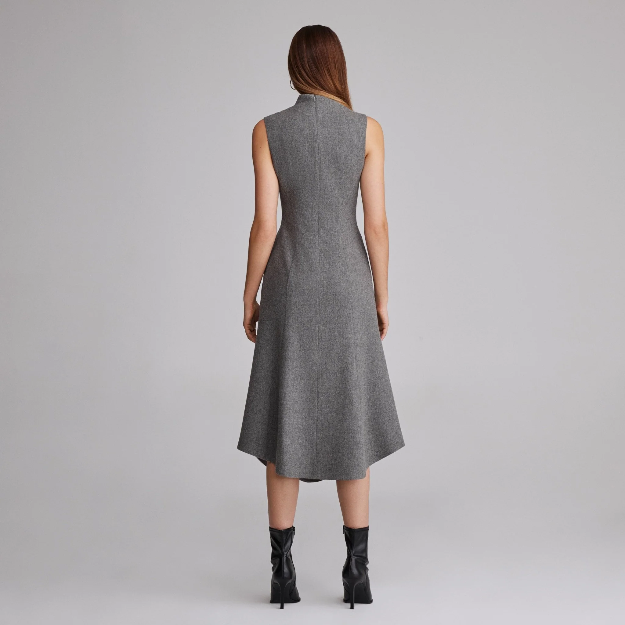 Virgin wool Asymmetric Midi Dress - Image 4