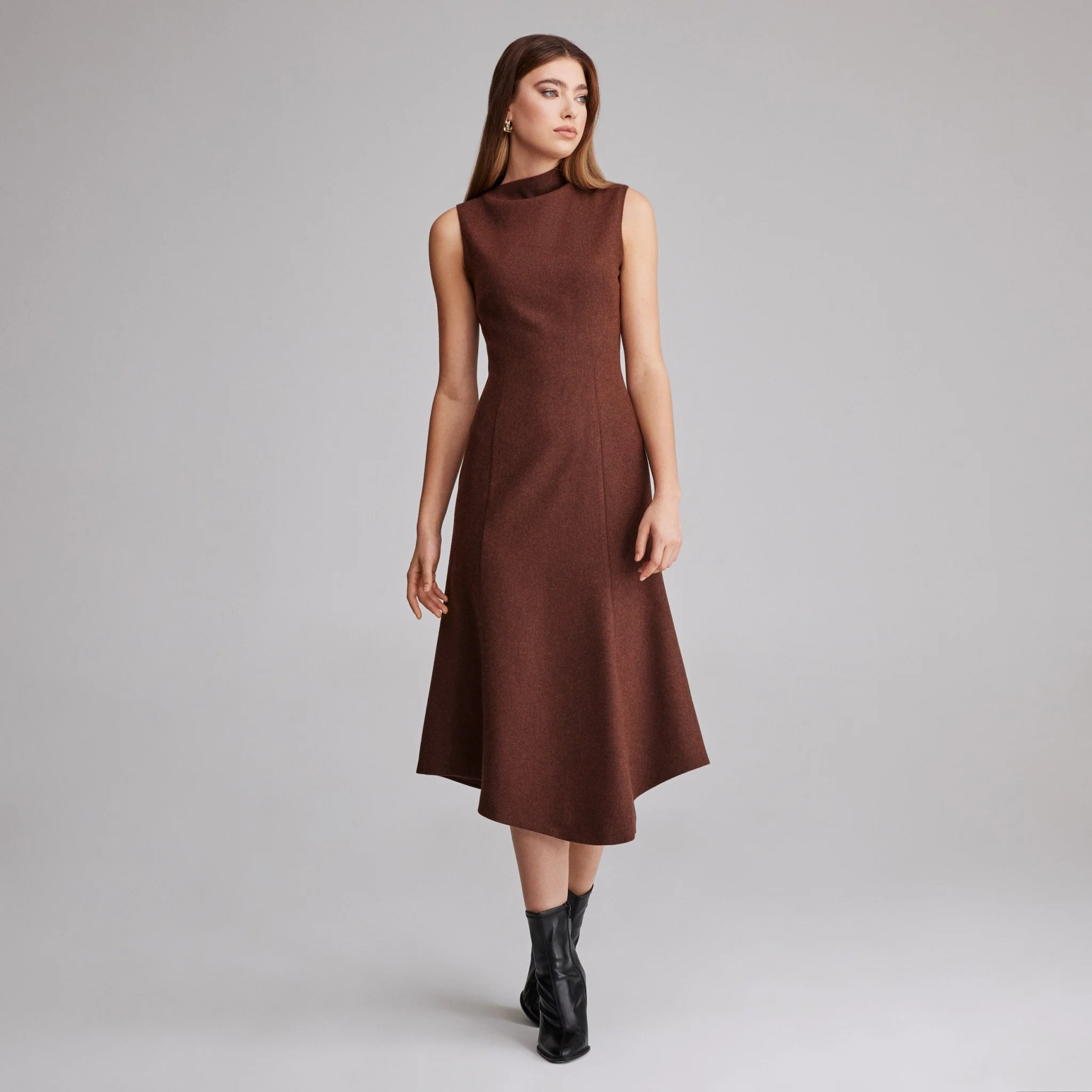 Virgin wool Asymmetric Midi Dress