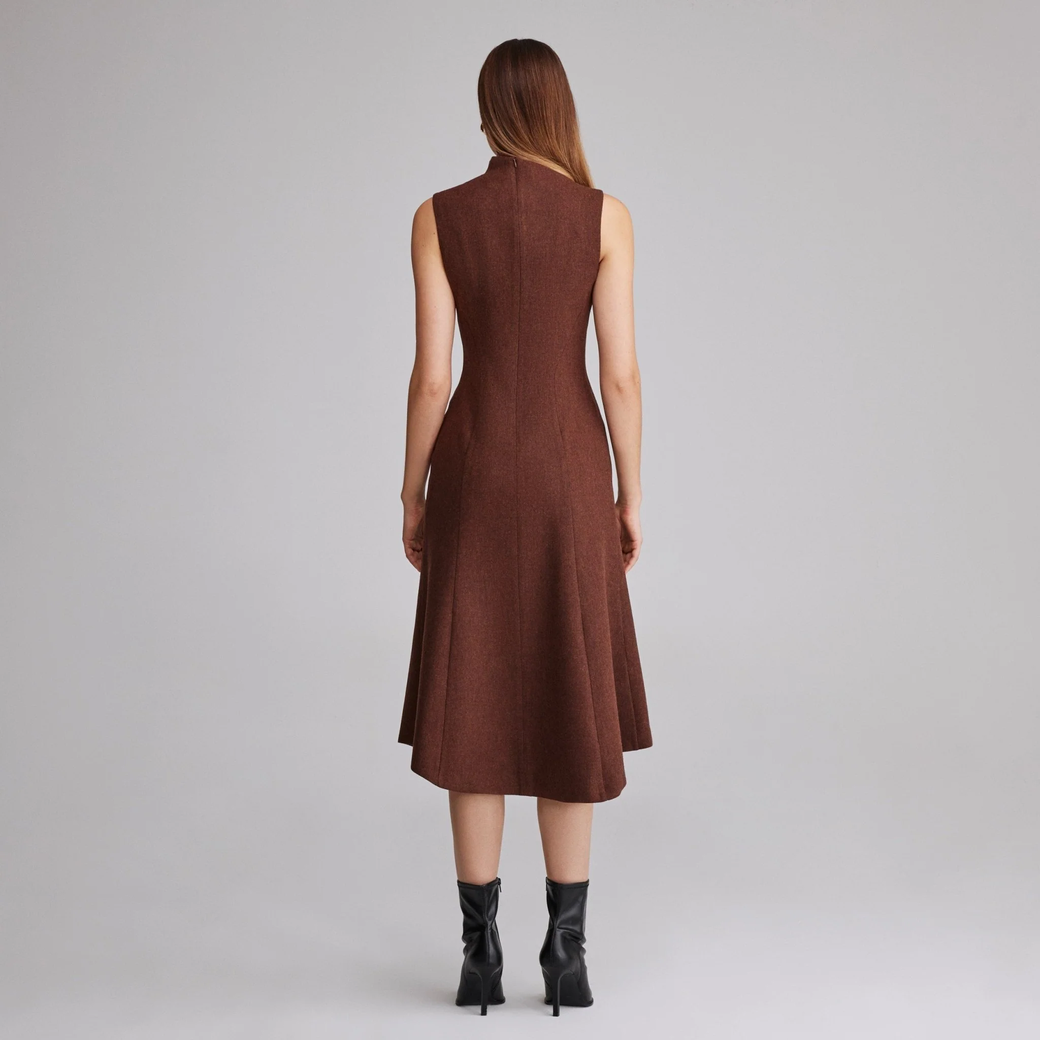 Virgin wool Asymmetric Midi Dress - Image 4