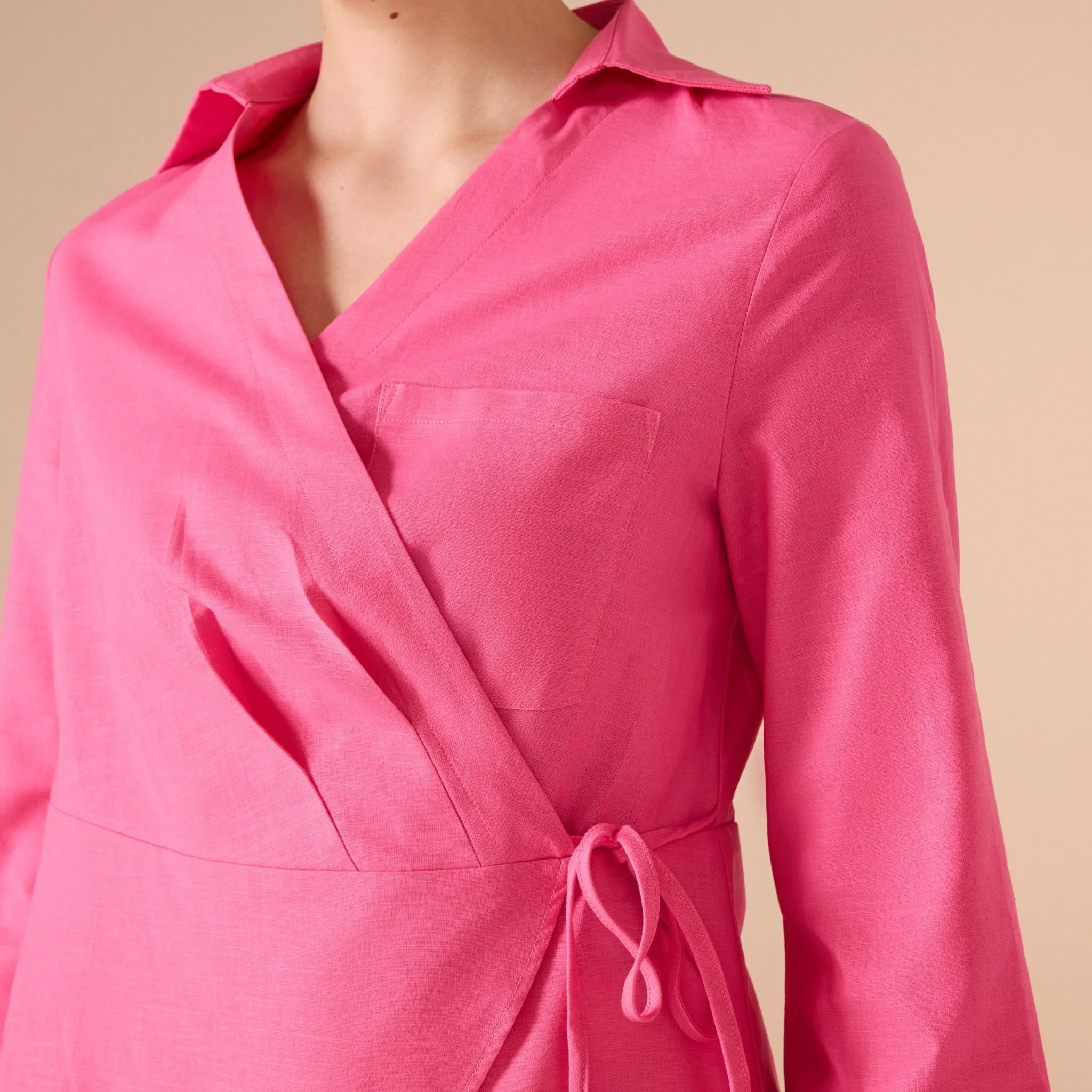 Pink Cotton Blended Shirt With Straps Details - Image 2