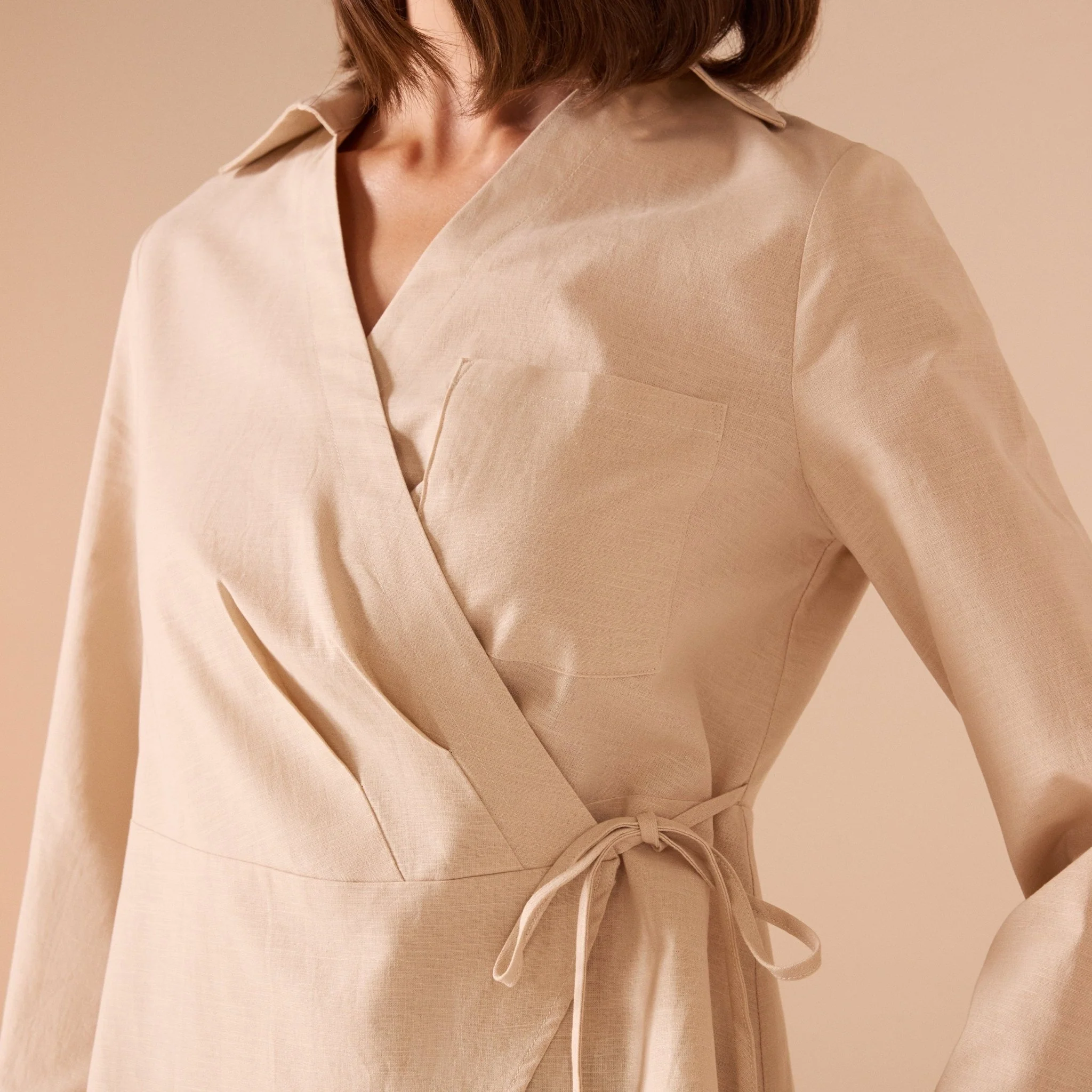 Pink Cotton Blended Shirt With Straps Details - Image 5