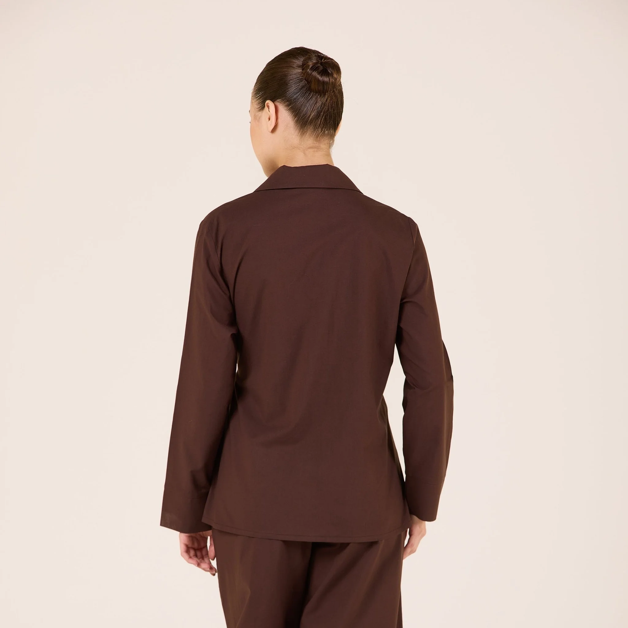 Brown Cotton Side Tie Shirt - Image 3