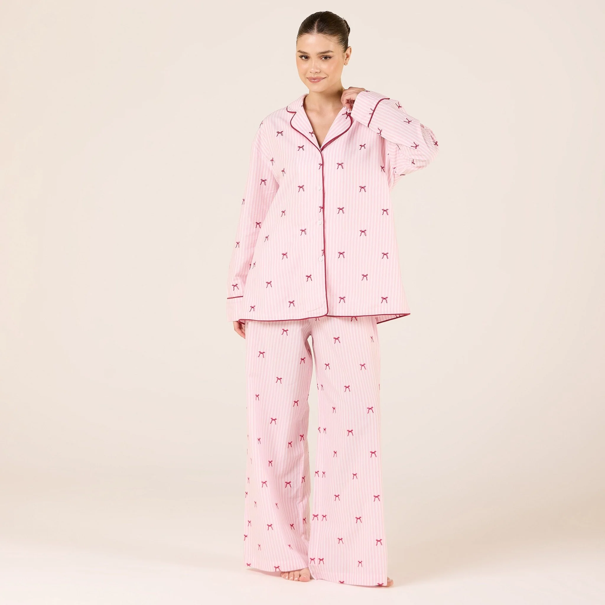 Pink Cotton Poplin Shirt in Bow - Image 2