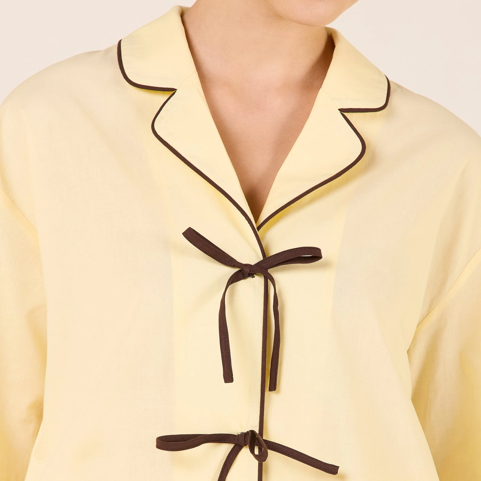 Yellow Cotton Shirt with Front Bows - Image 3