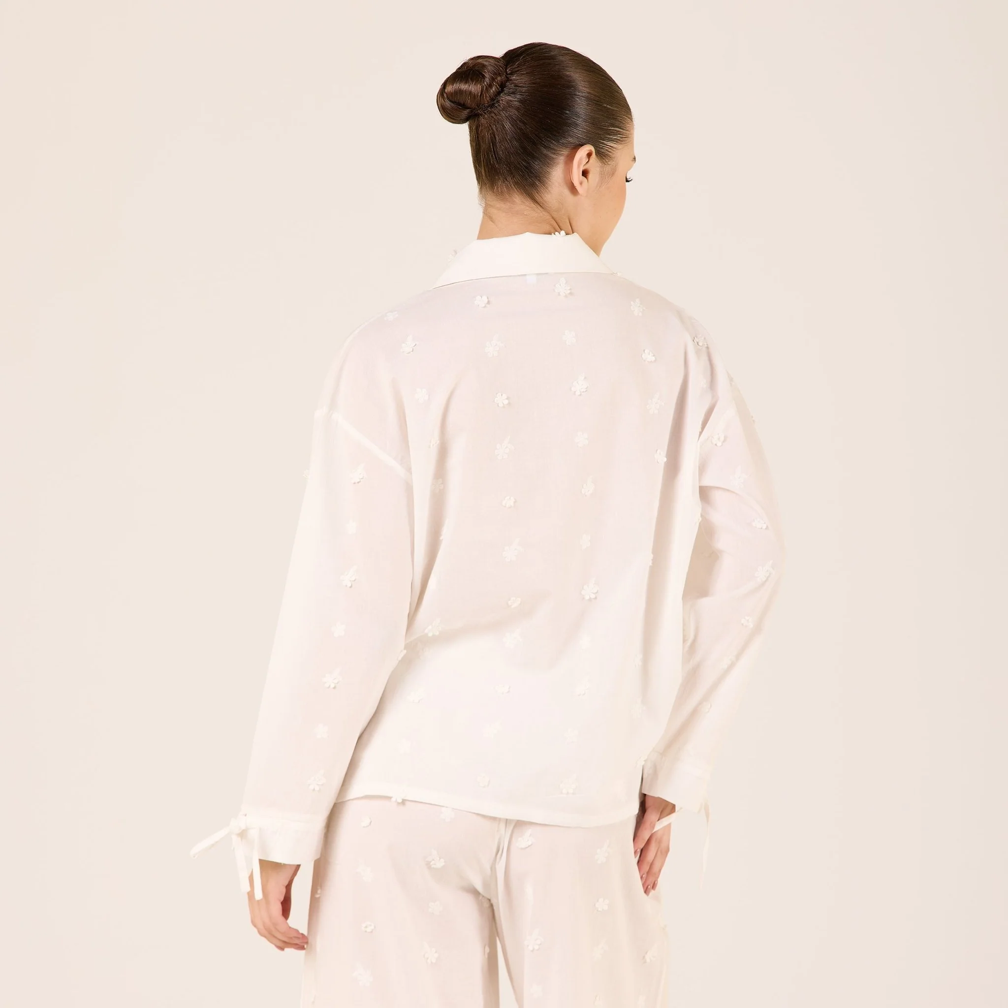White Cotton Shirt with Ribbon Details - Image 4