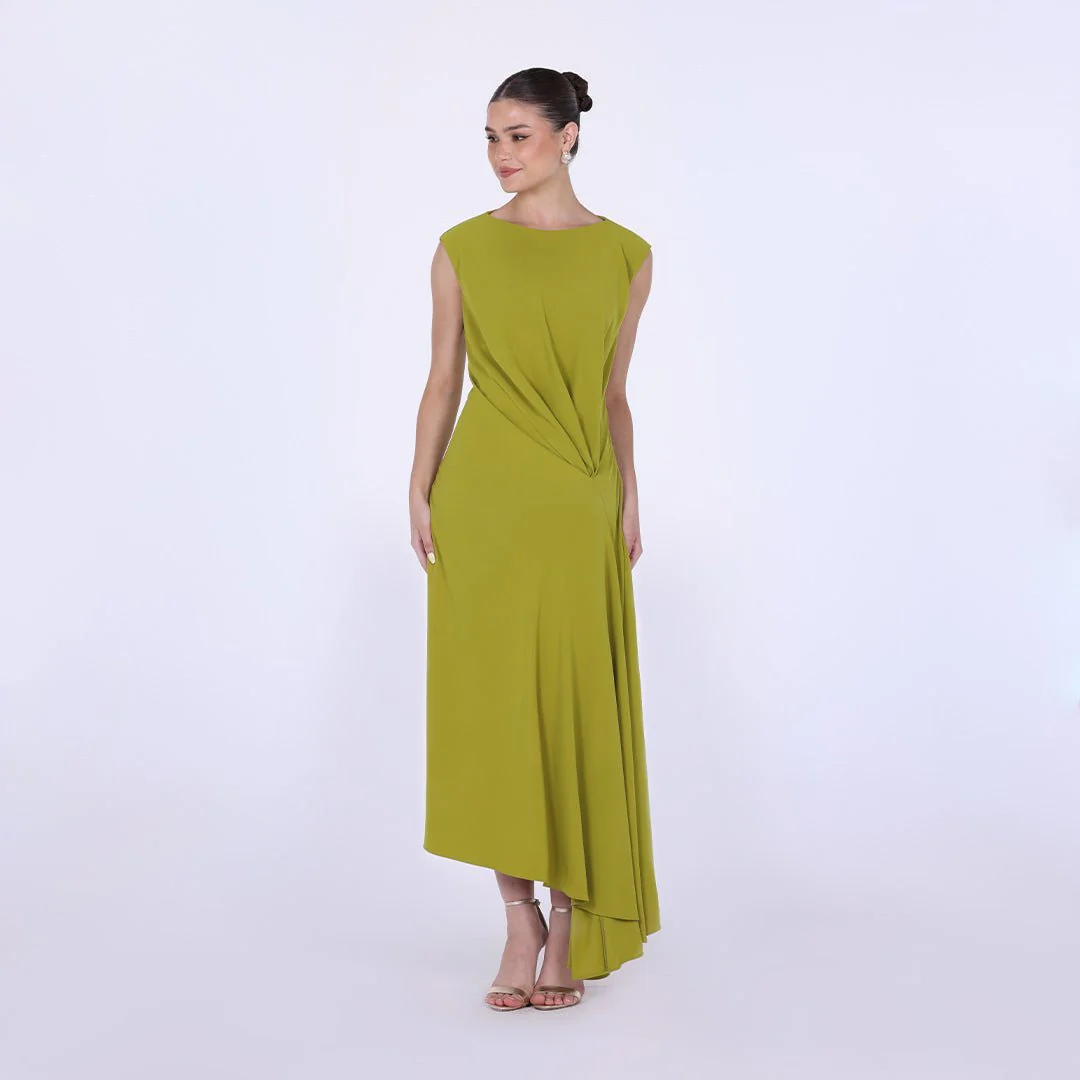 Crepe Asymmetric Cut Maxi dress