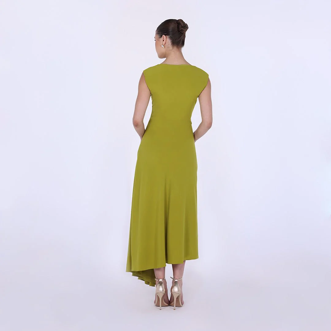 Crepe Asymmetric Cut Maxi dress - Image 4