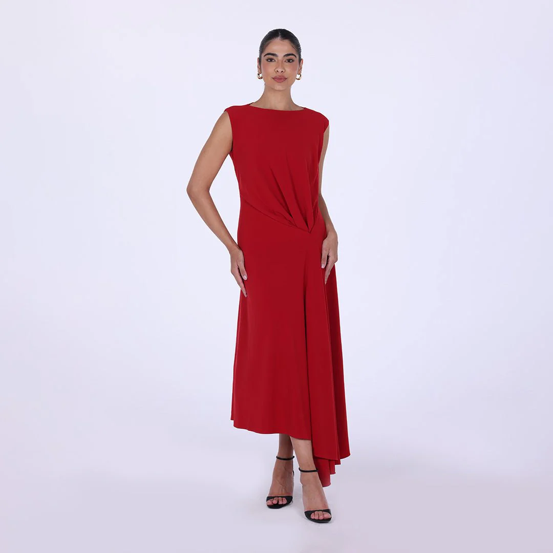 Crepe Asymmetric Cut Maxi dress - Image 5
