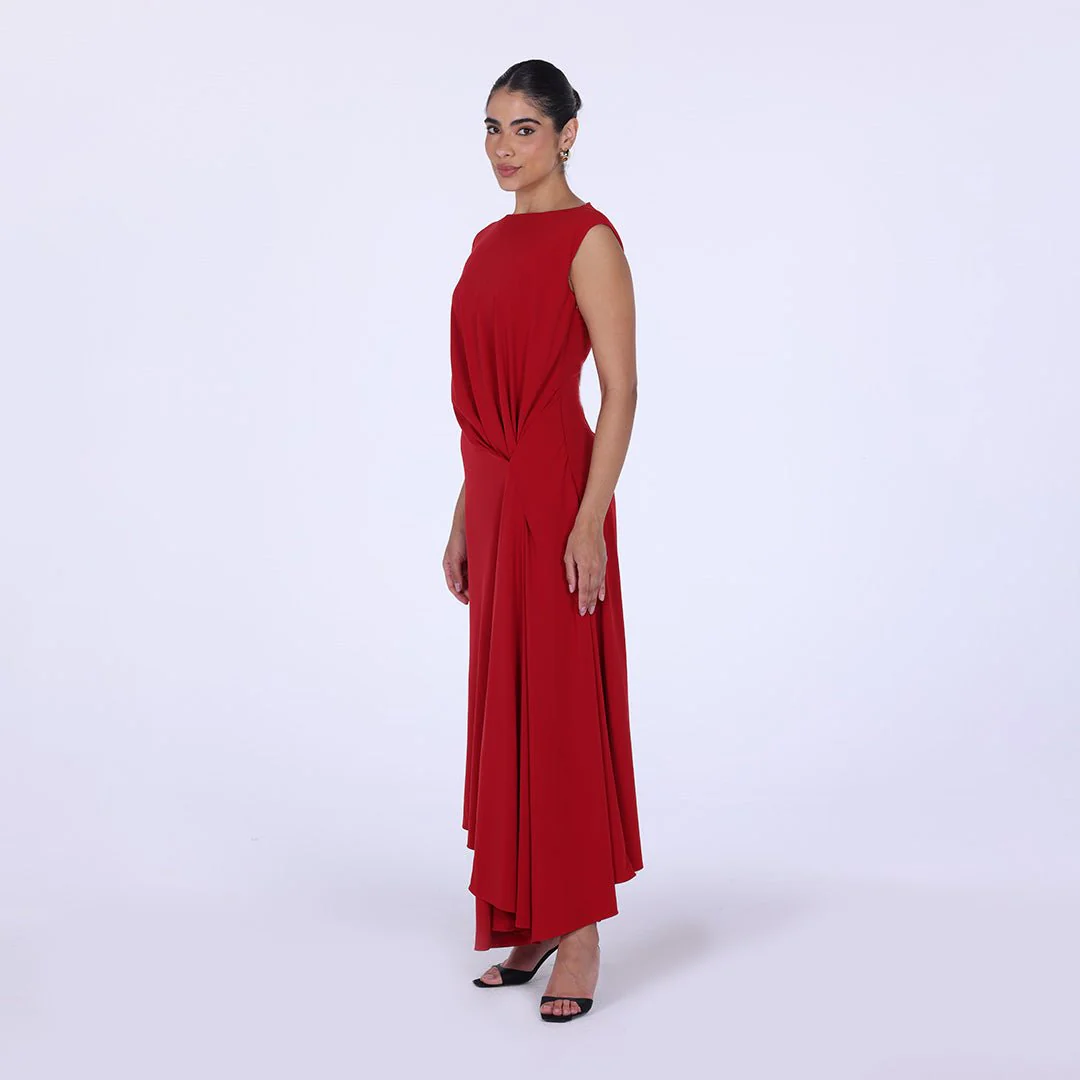 Crepe Asymmetric Cut Maxi dress - Image 6