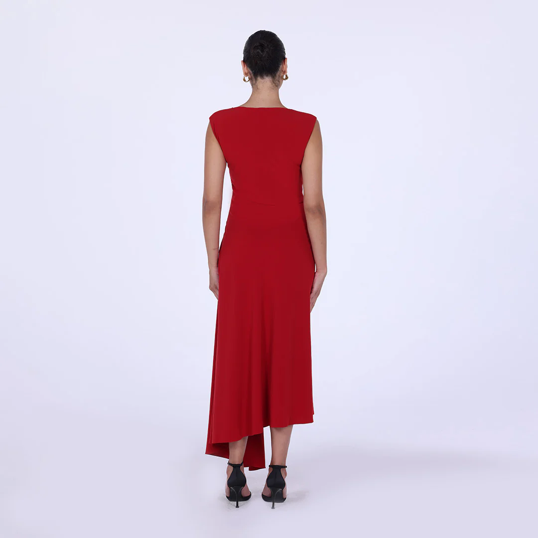 Crepe Asymmetric Cut Maxi dress - Image 8