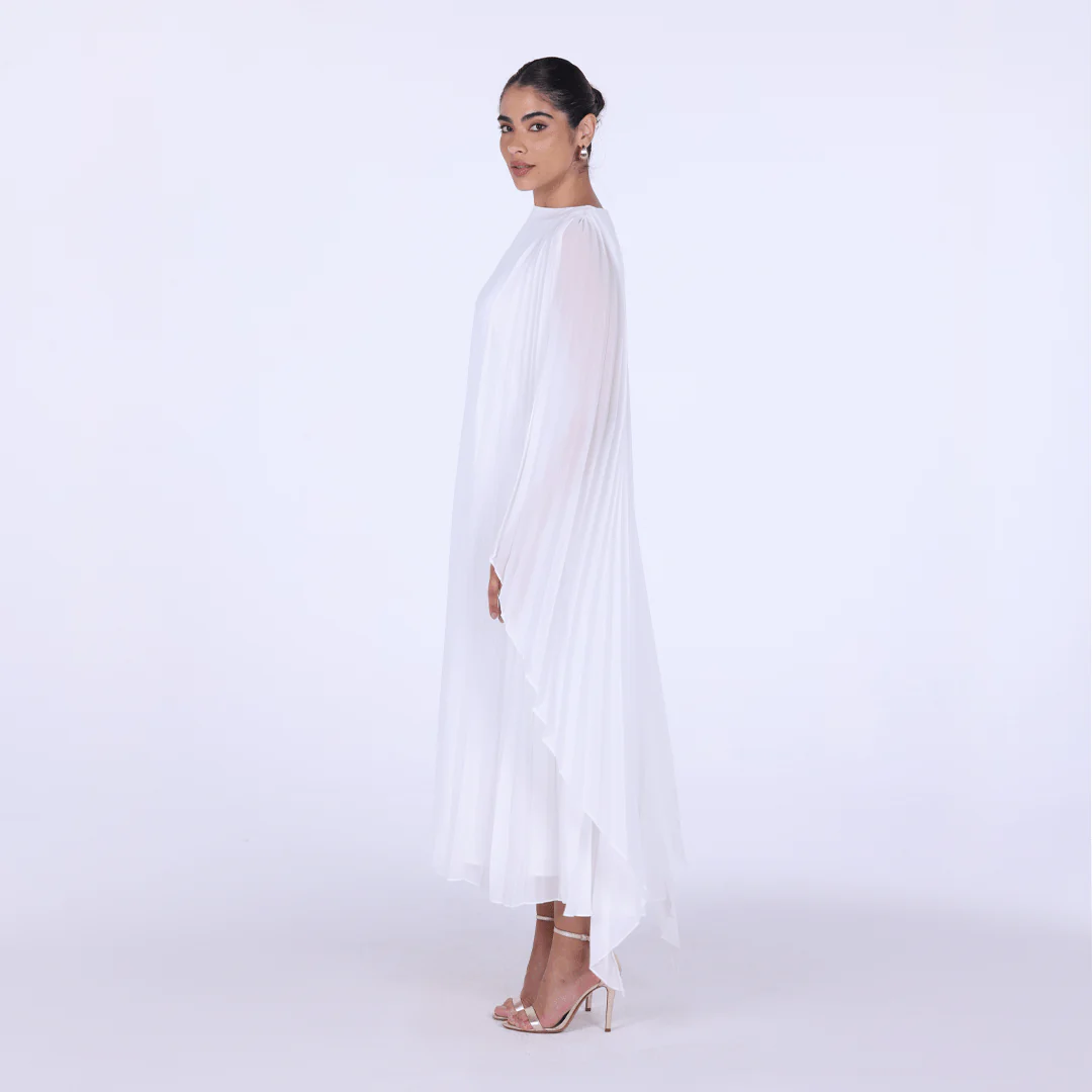 Ivory Crepe Cape Sleeve Maxi Dress - Image 2