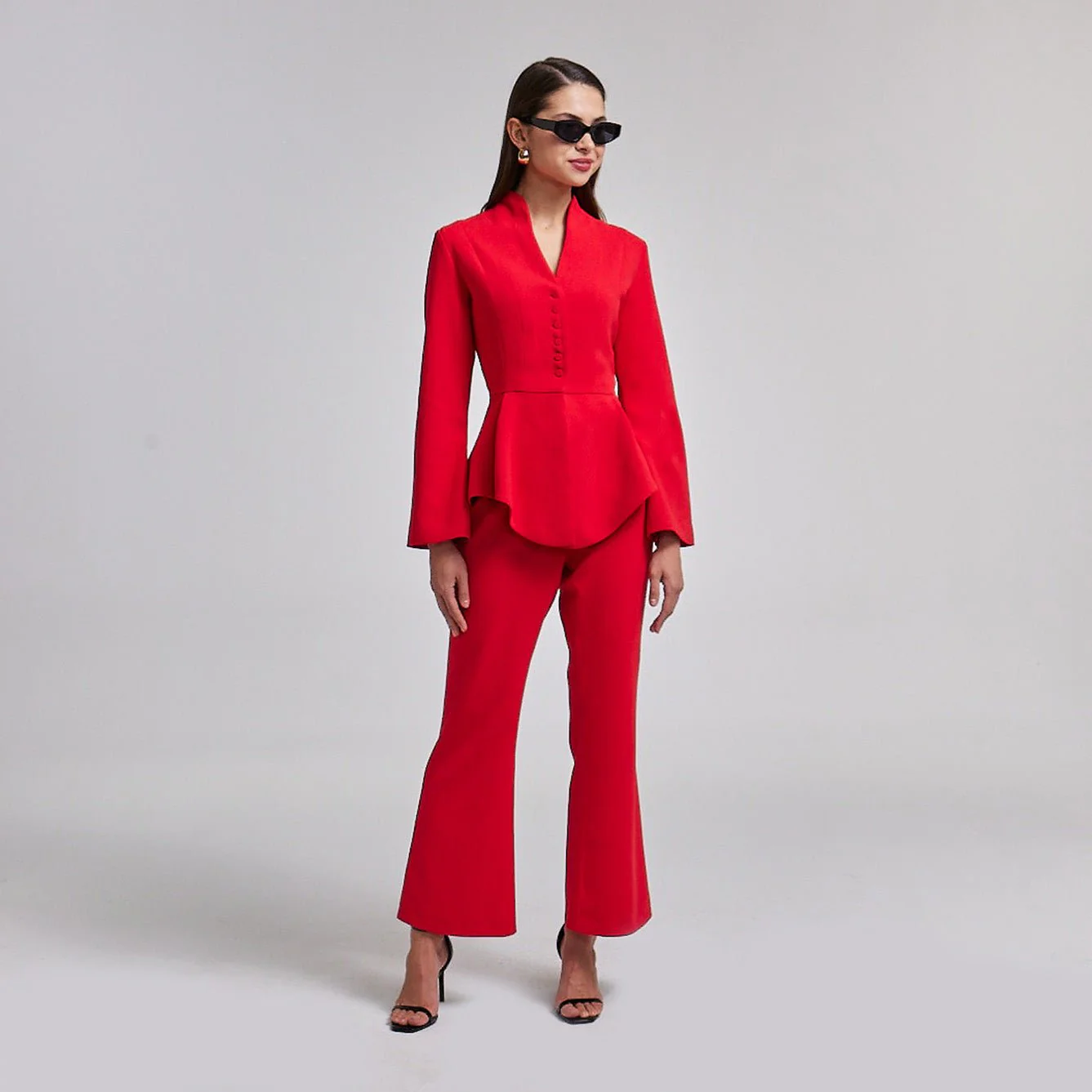 Crepe High Waist Flared Pants - Image 3