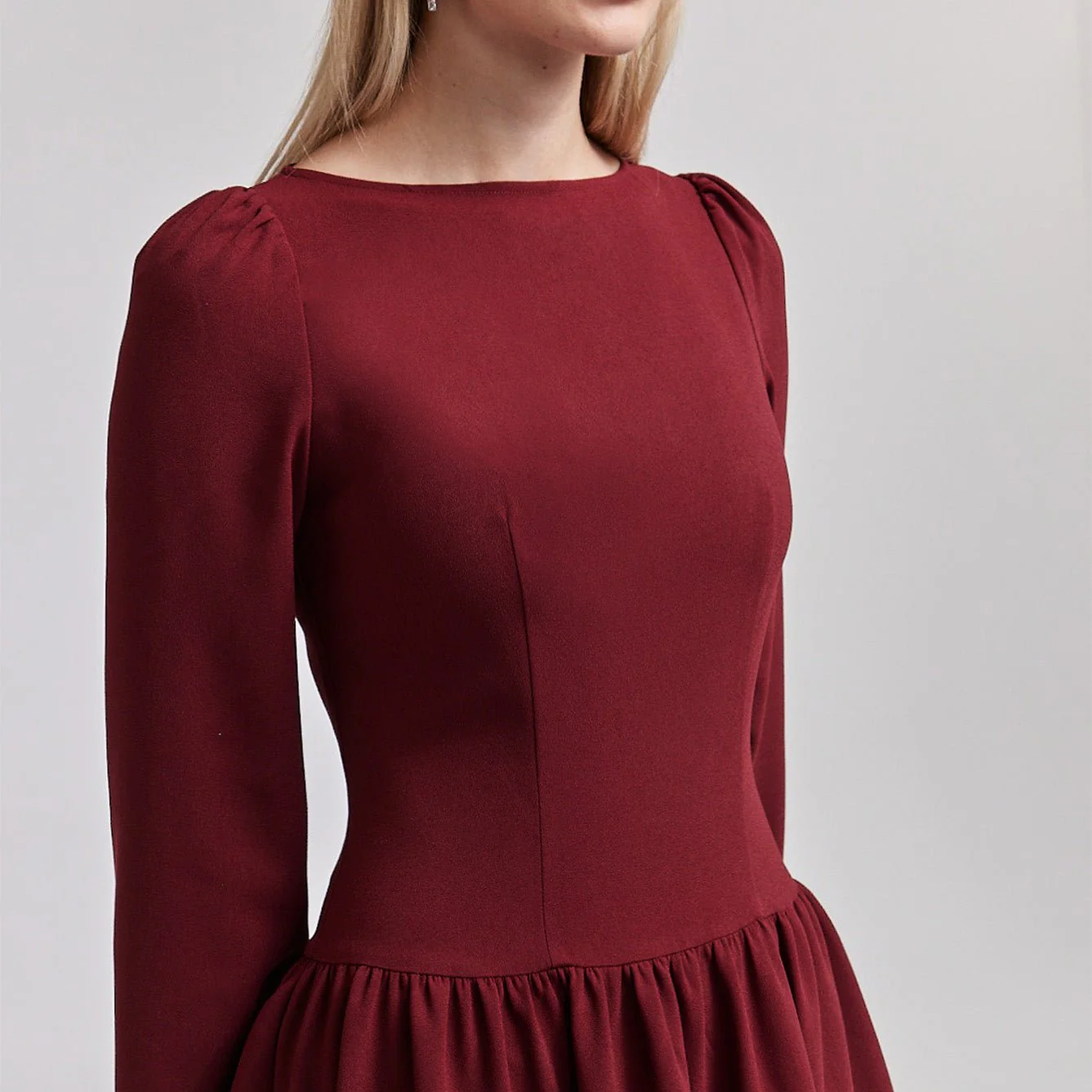 Crepe Long Sleeve A-line Maxi Dress - Image 2