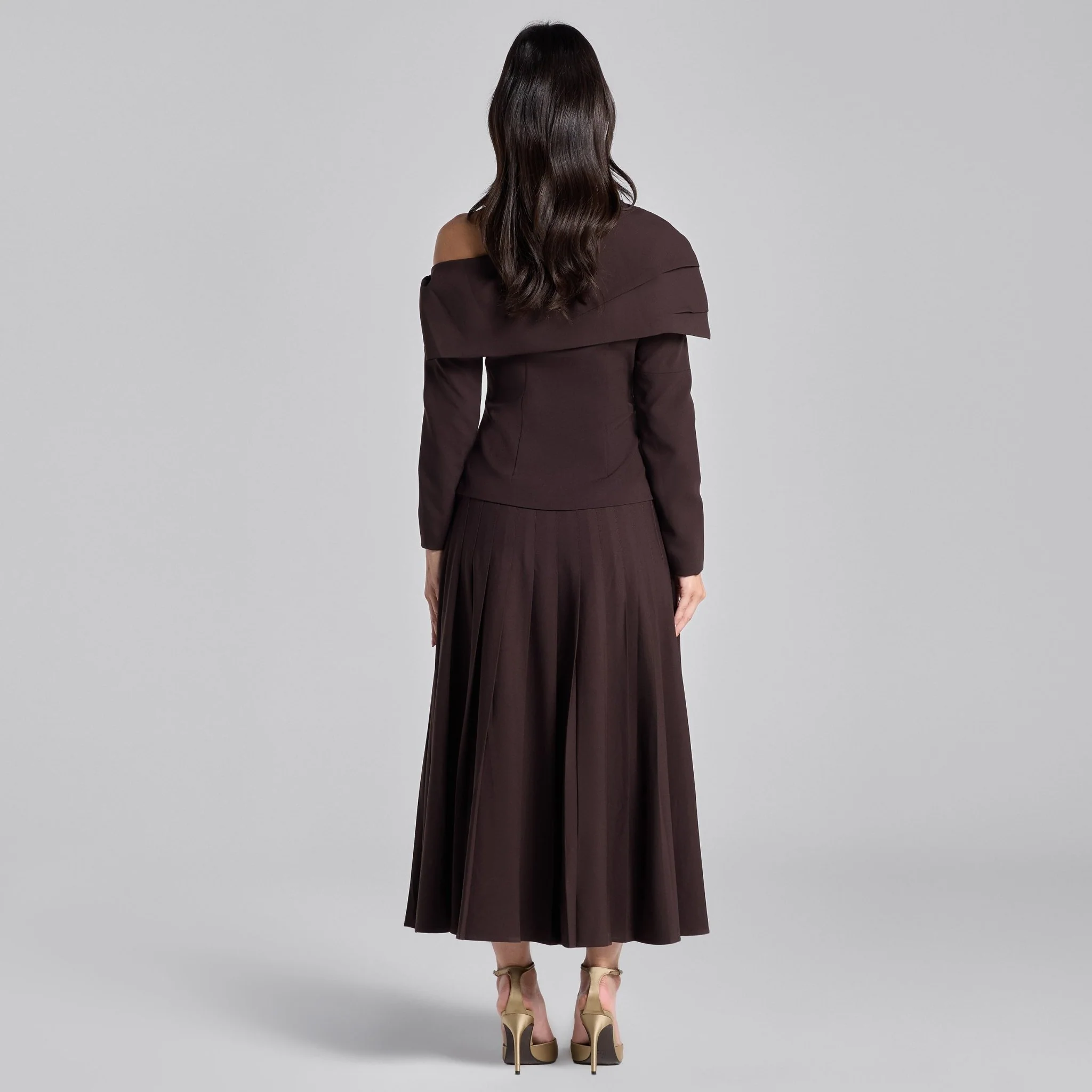 Dark Brown Dropped Shoulder Long Sleeve Top - Image 7