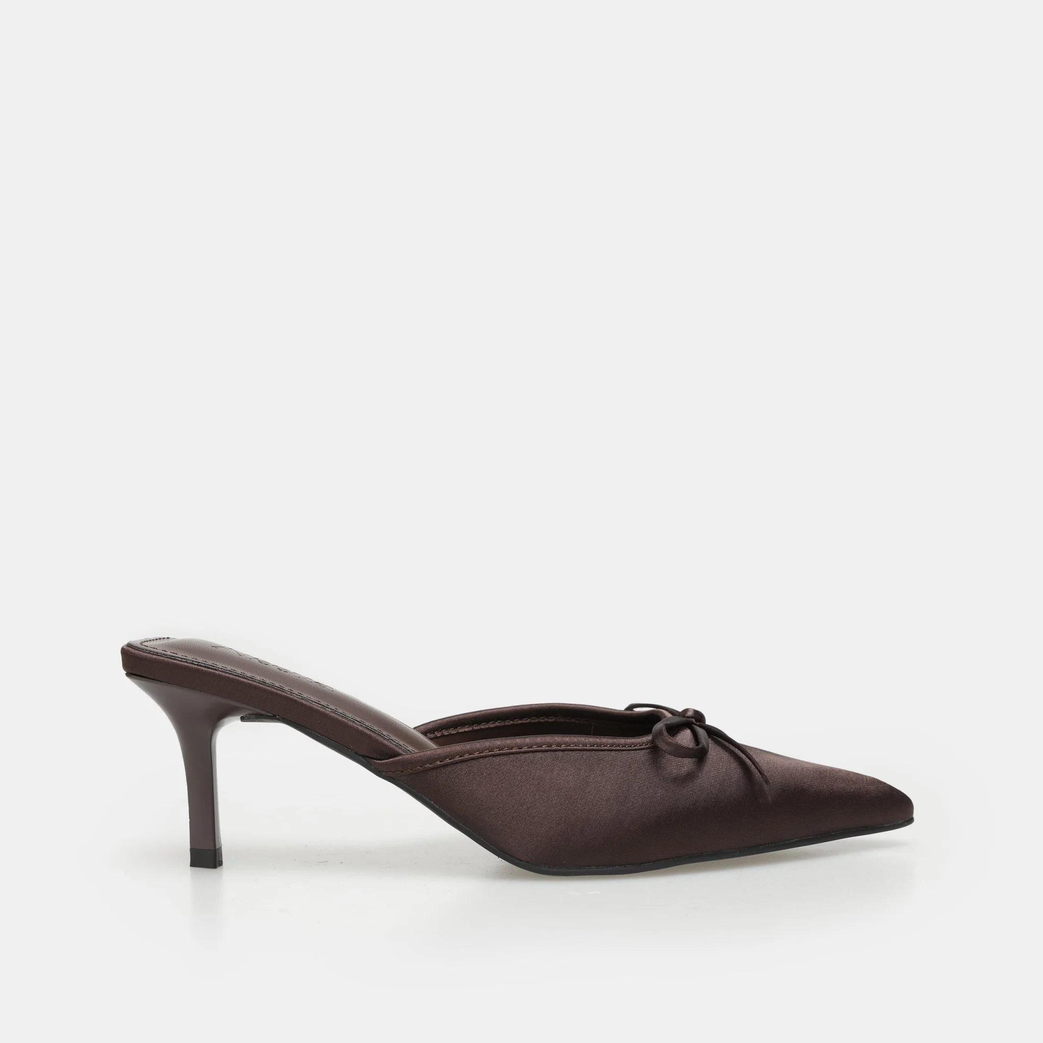 Brown Satin Bow Mules - Image 4