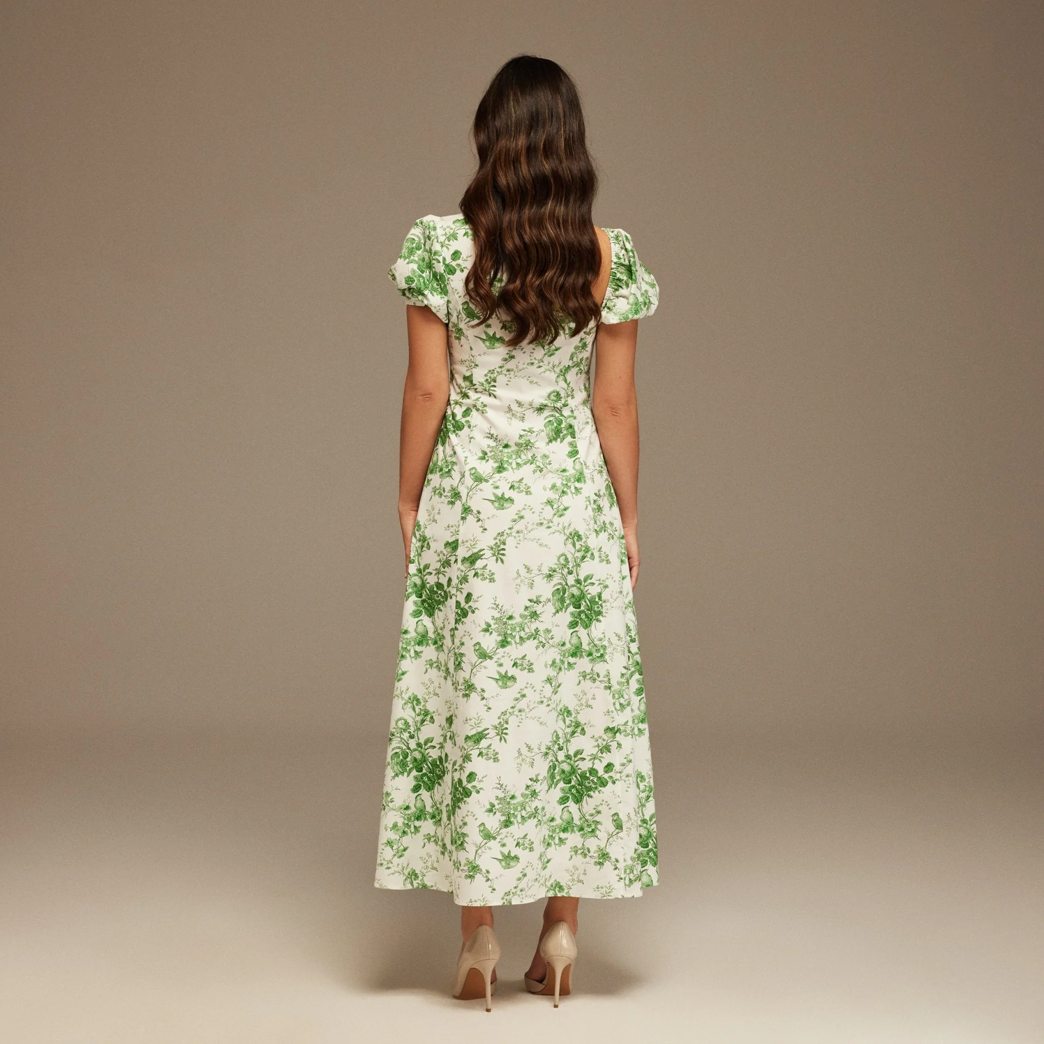 Deep Cut Neck Printed Midi Dress - Image 4