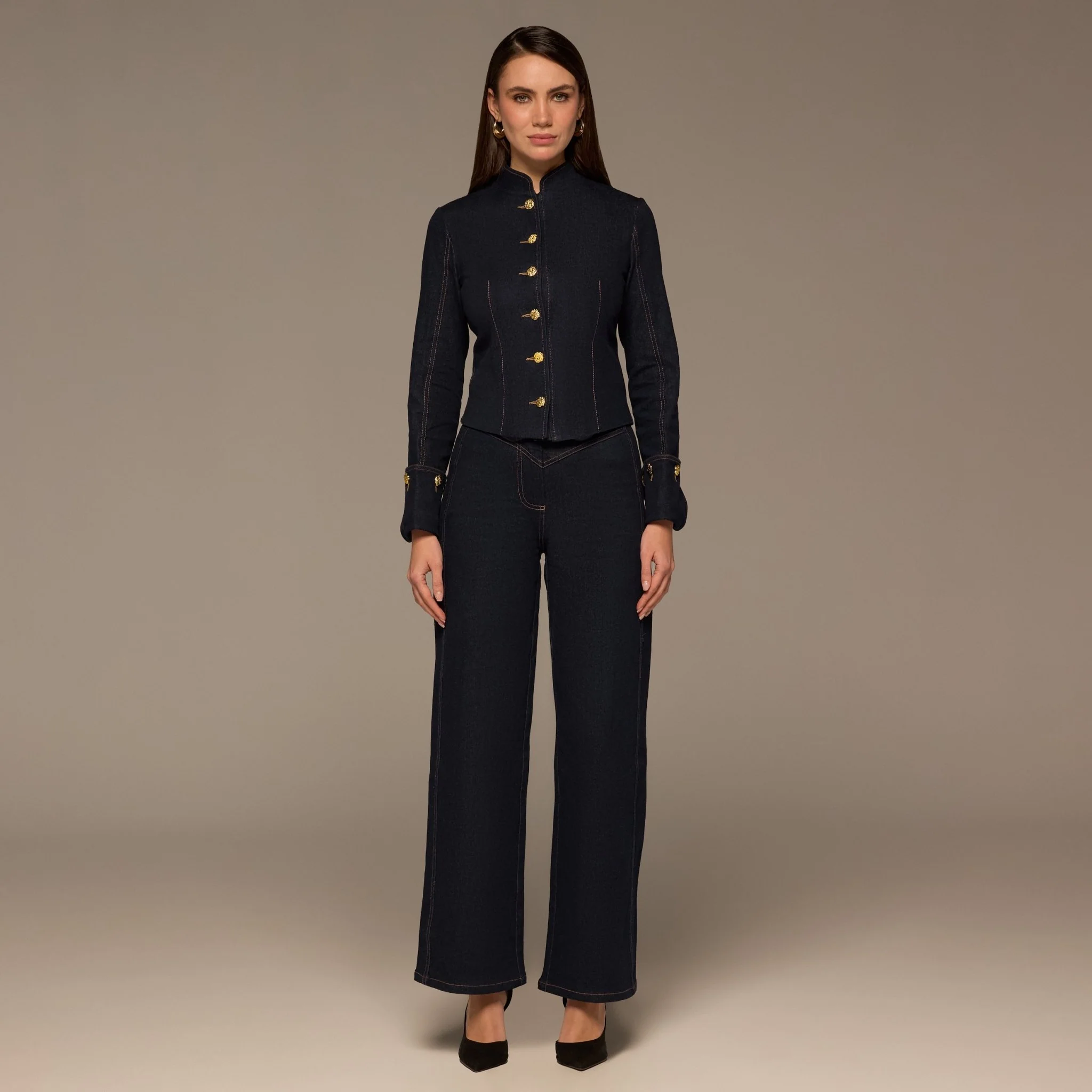 Gold Button Denim Jacket - Image 2