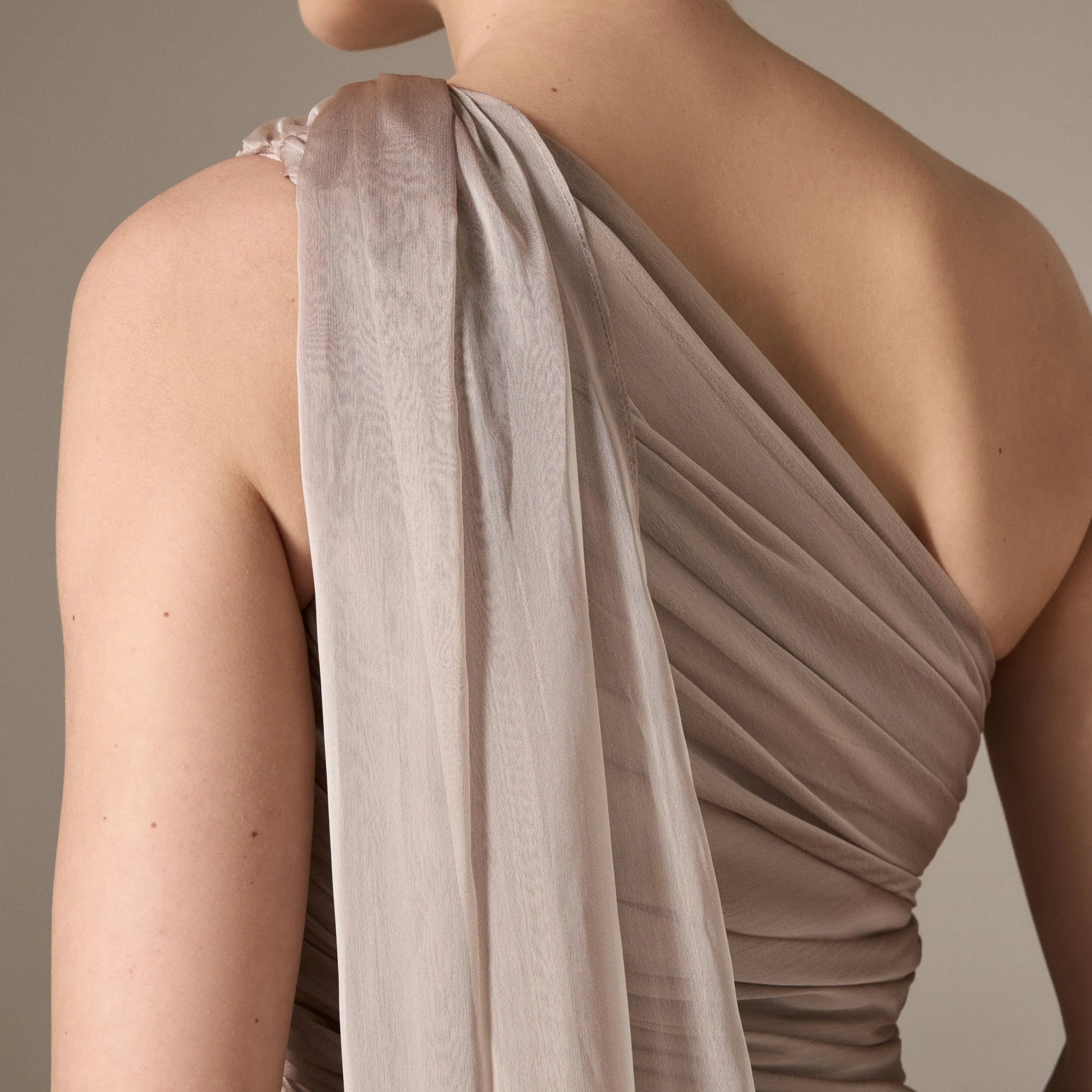 Pastel Pink Drapped Long One Shoulder Dress - Image 3