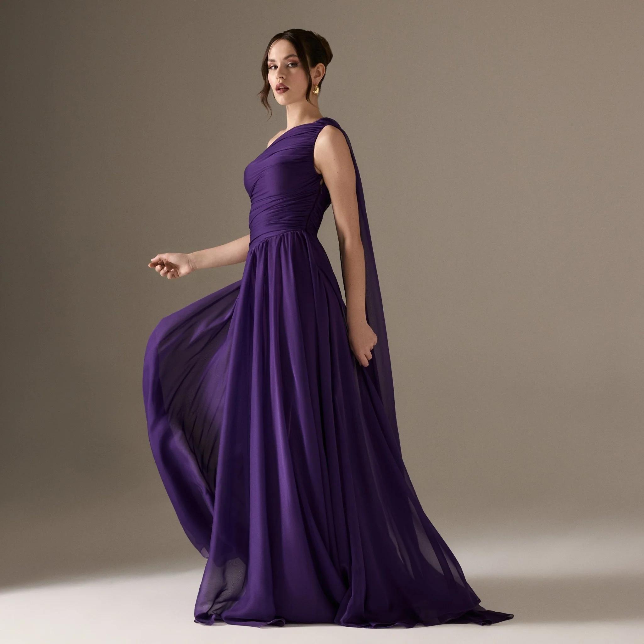 Drapped Long One Shoulder Dress - Image 2