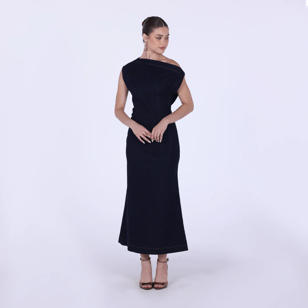 Denim Dropped Shoulder Midi Dress - Image 2