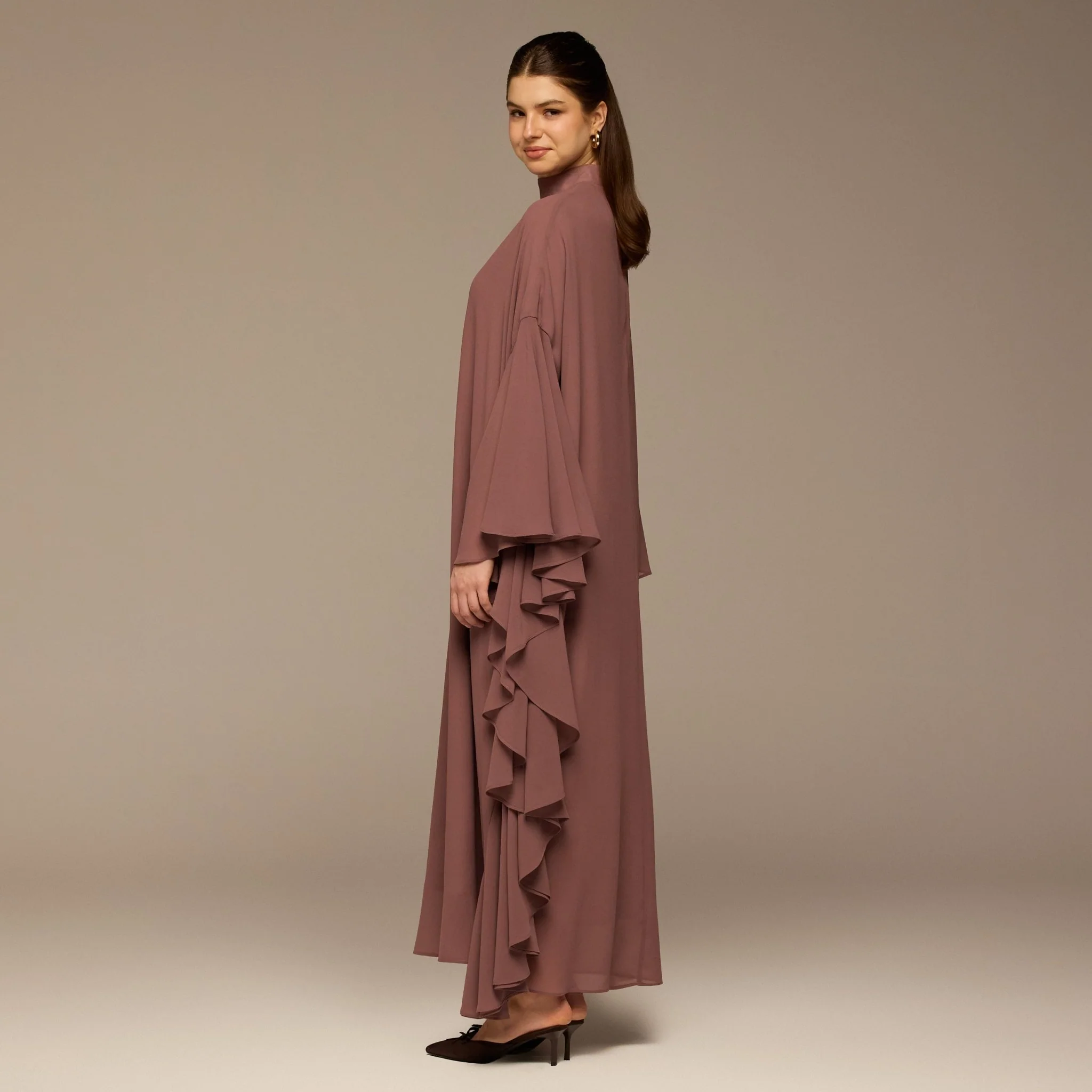 Dusty Pink Layered Cape Kaftan - Image 5