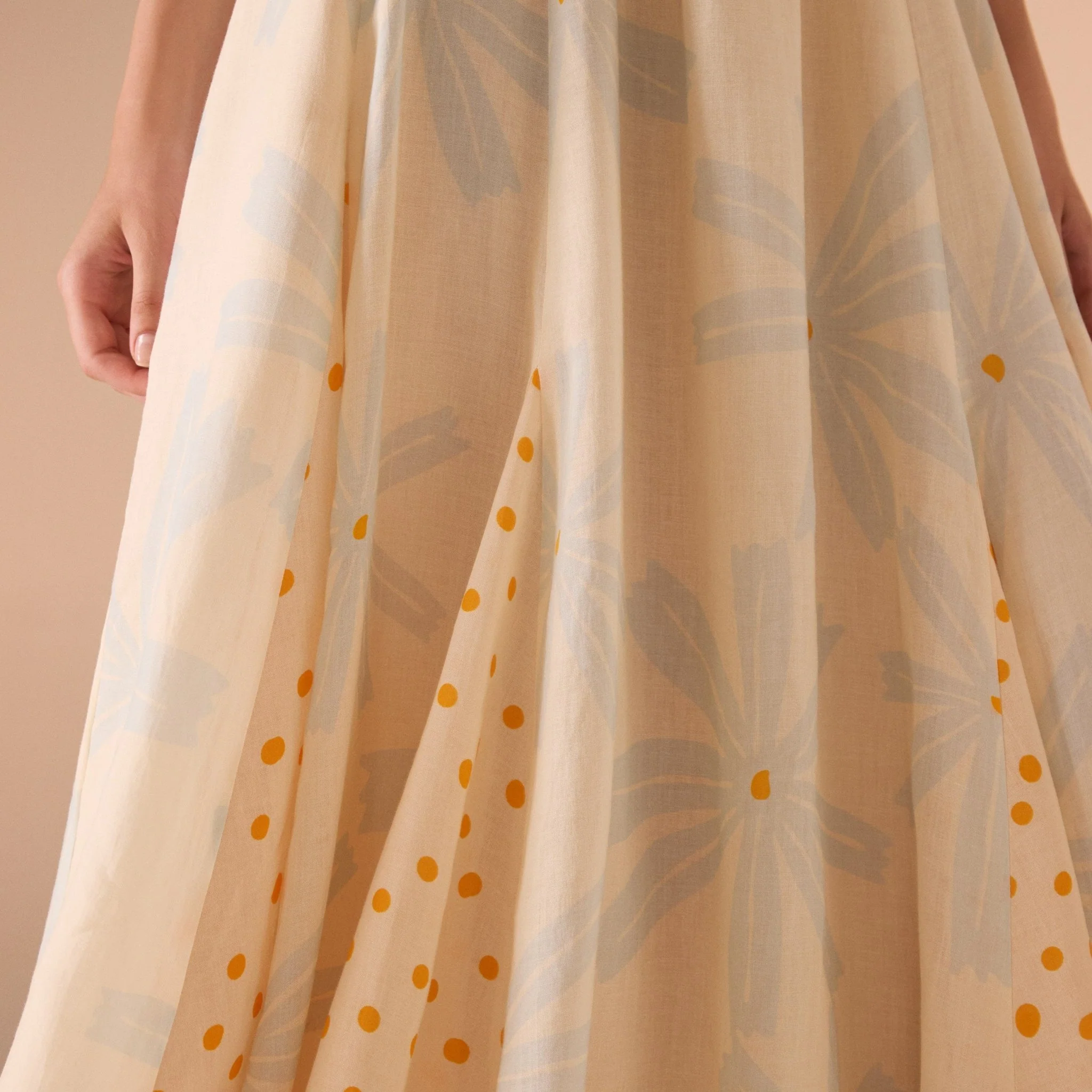 Light Yellow Floral print halter neck dress - Image 4