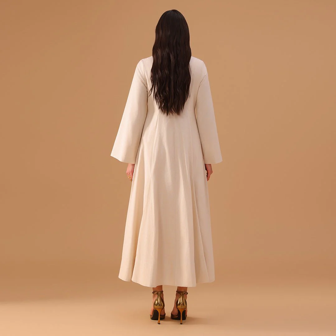 Beige Flared A-Line with Matching Slip Dress - Image 4