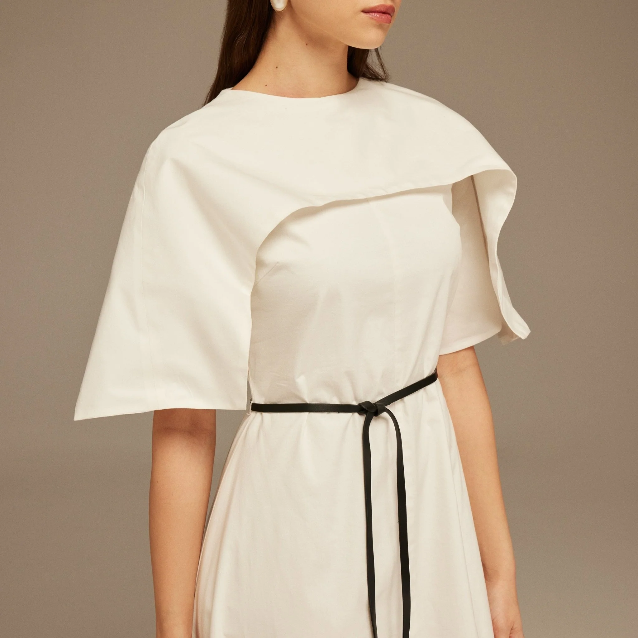 Fold effect neckline Midi Dress - Image 3