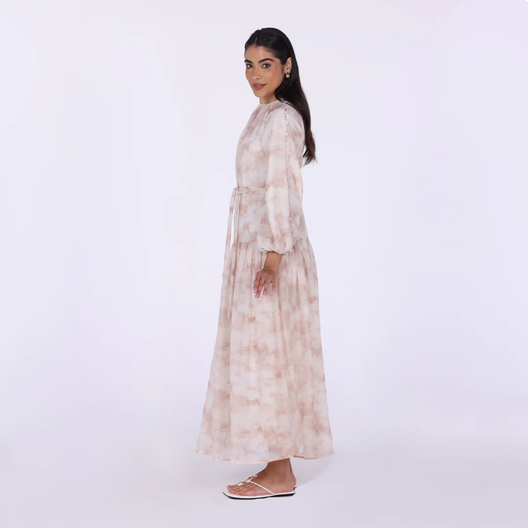 Gathered Neckline Printed Maxi Dress - Image 2