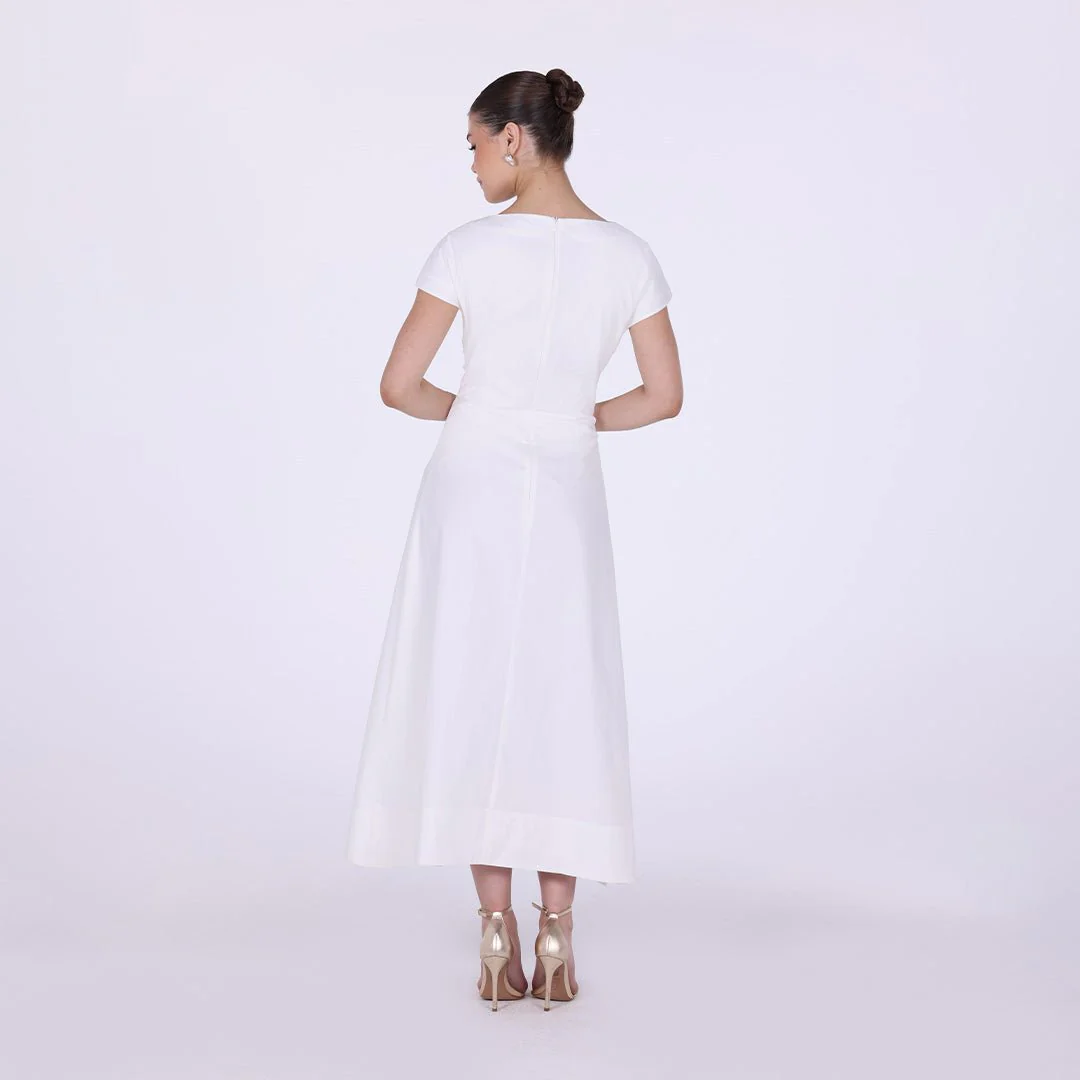 Gathered Waist long cotton dress - Image 4