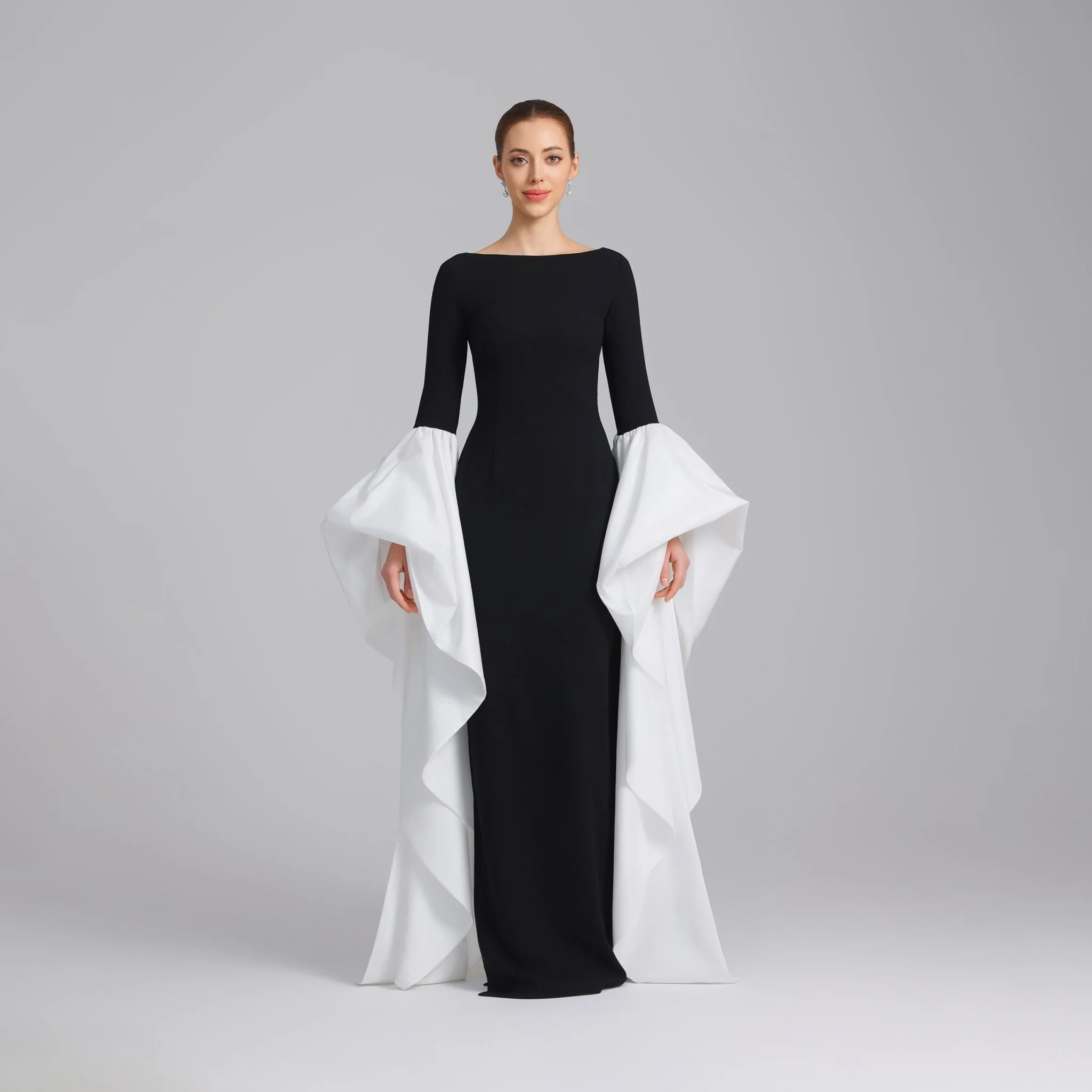Fitted Gown With Extra Long Sleeves - Image 2